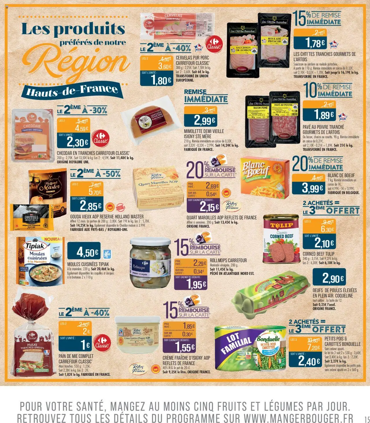  | Page: 15 | Produits: Jambon, Cheddar, Gouda, Crème
