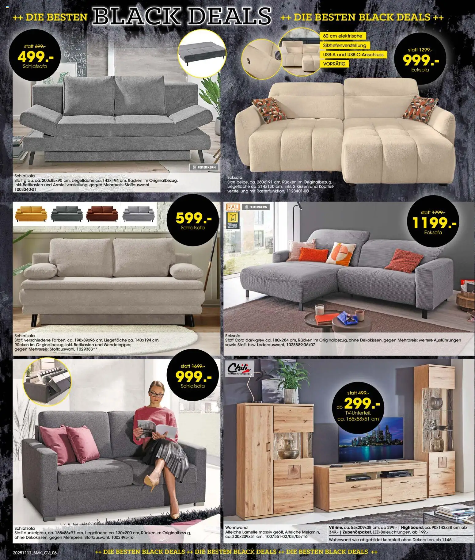 Möbel Martin - Black Friday – gültig ab 17.11.2025 | Seite: 6 | Produkte: Schlafsofa, Ecksofa, Wohnwand, Chili