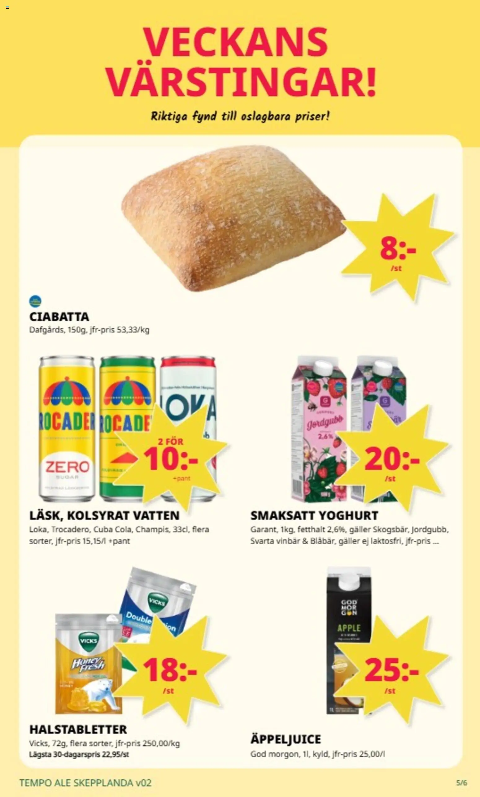 Tempo reklamblad aktuell från 05.01.2026 | Sida: 5 | Produkter: Halstabletter, Galler, Yoghurt, Äpple