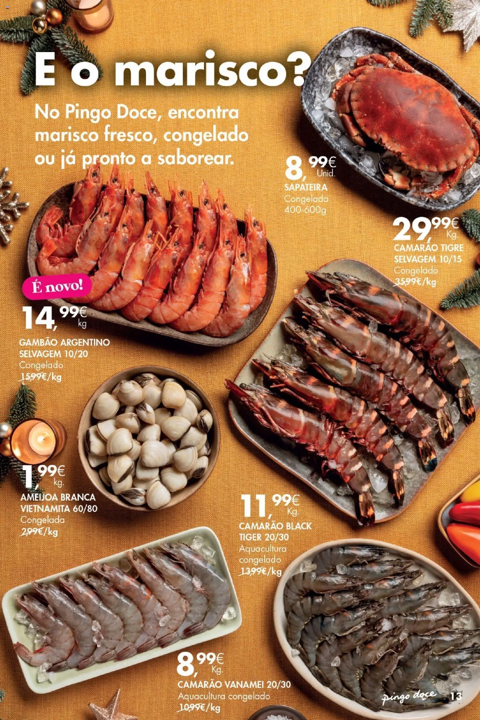 Pingo Doce - Catálogo de Natal │ válido de 25.11.2025 | Página: 13 | Produtos: Camarão, Sapateira