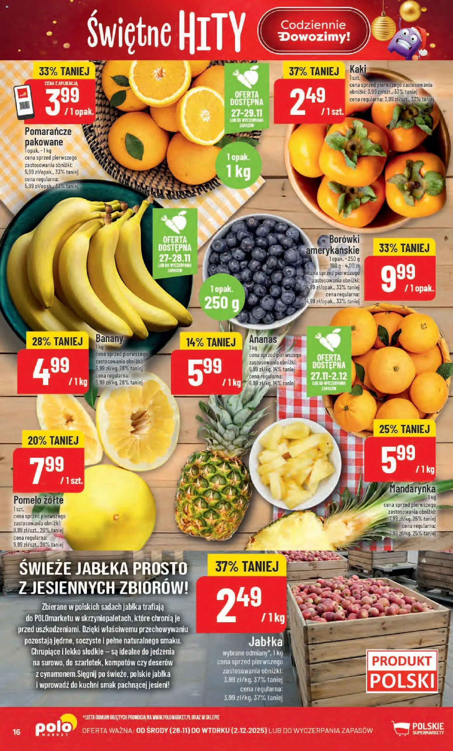 POLOmarket Black Friday od 26.11.2025 | Strona: 16 | Produkty: Kaki, Jabłka, Banany, Ananas
