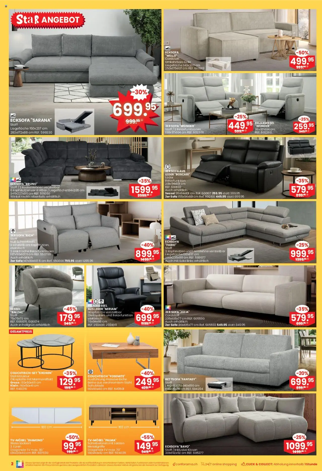 Conforama Aktionen ab 18.06.2025 | Seite: 2 | Produkte: Sofa, TV, Ecksofa, Relaxsessel