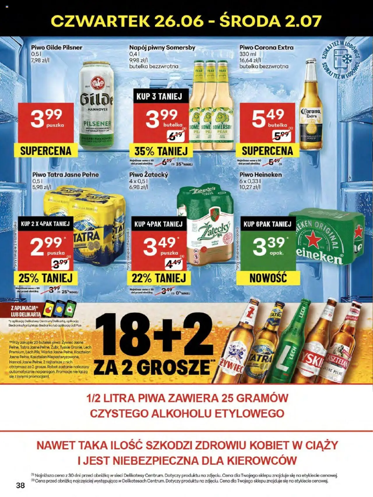 Delikatesy Centrum Gazetka - Sklepy Własne od 26.06.2025 | Strona: 38 | Produkty: Warka, Harnaś, Piwo, Heineken