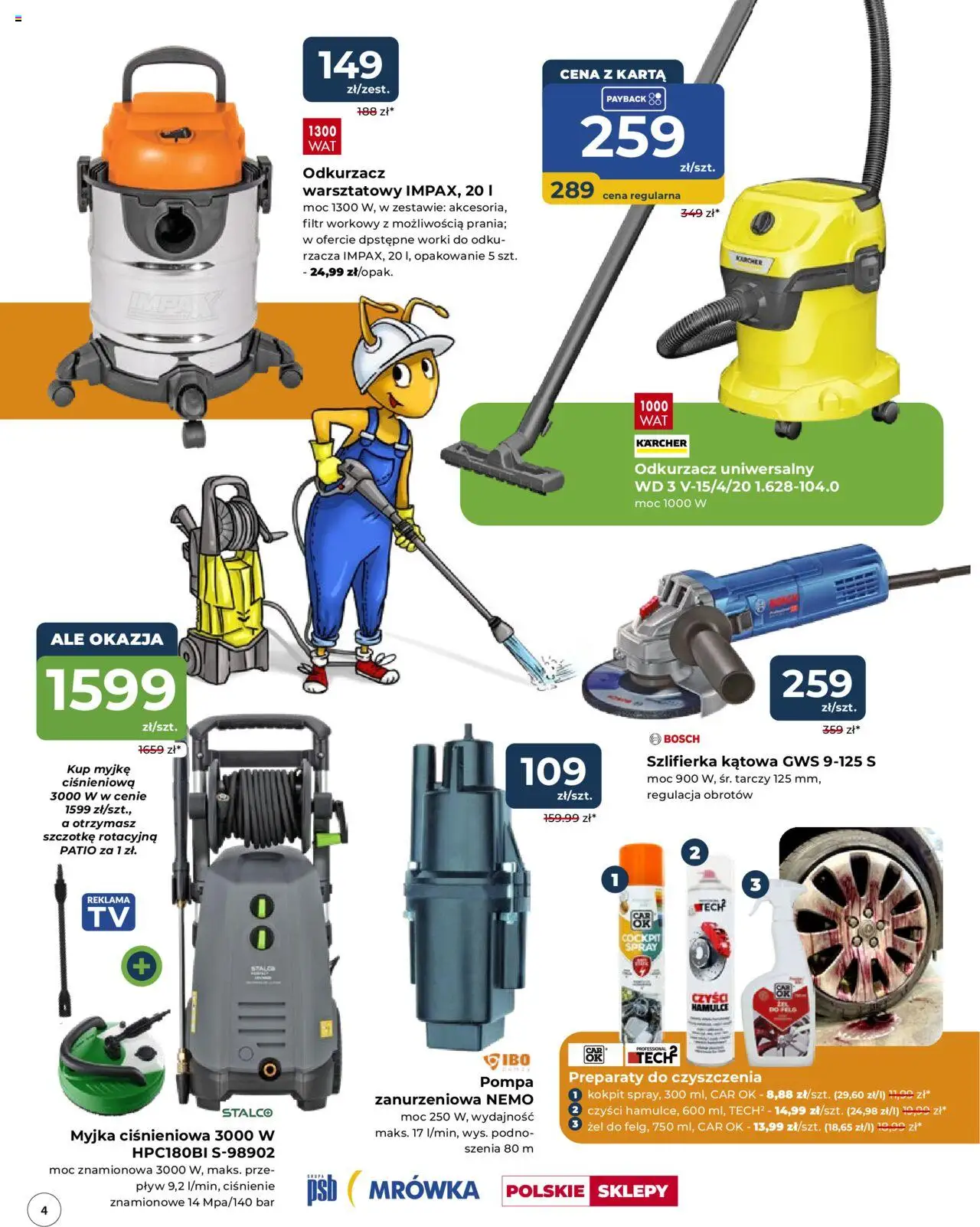 Mrówka Gazetka - Lubliniec od 15.05.2025 | Strona: 4 | Produkty: Odkurzacz, Cleaner, Odkurzacz warsztatowy, Szlifierka