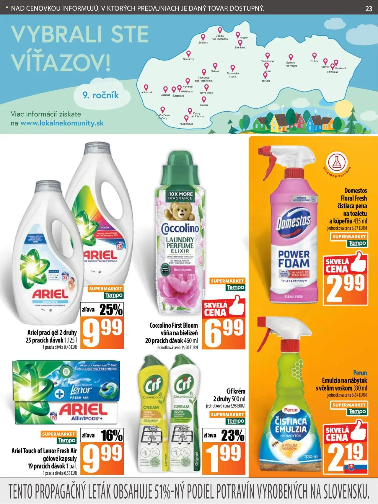 COOP Jednota leták │ platný od 24.07.2025 | Strana: 23 | Produkty: Nábytok, Cif, Coccolino, Lenor