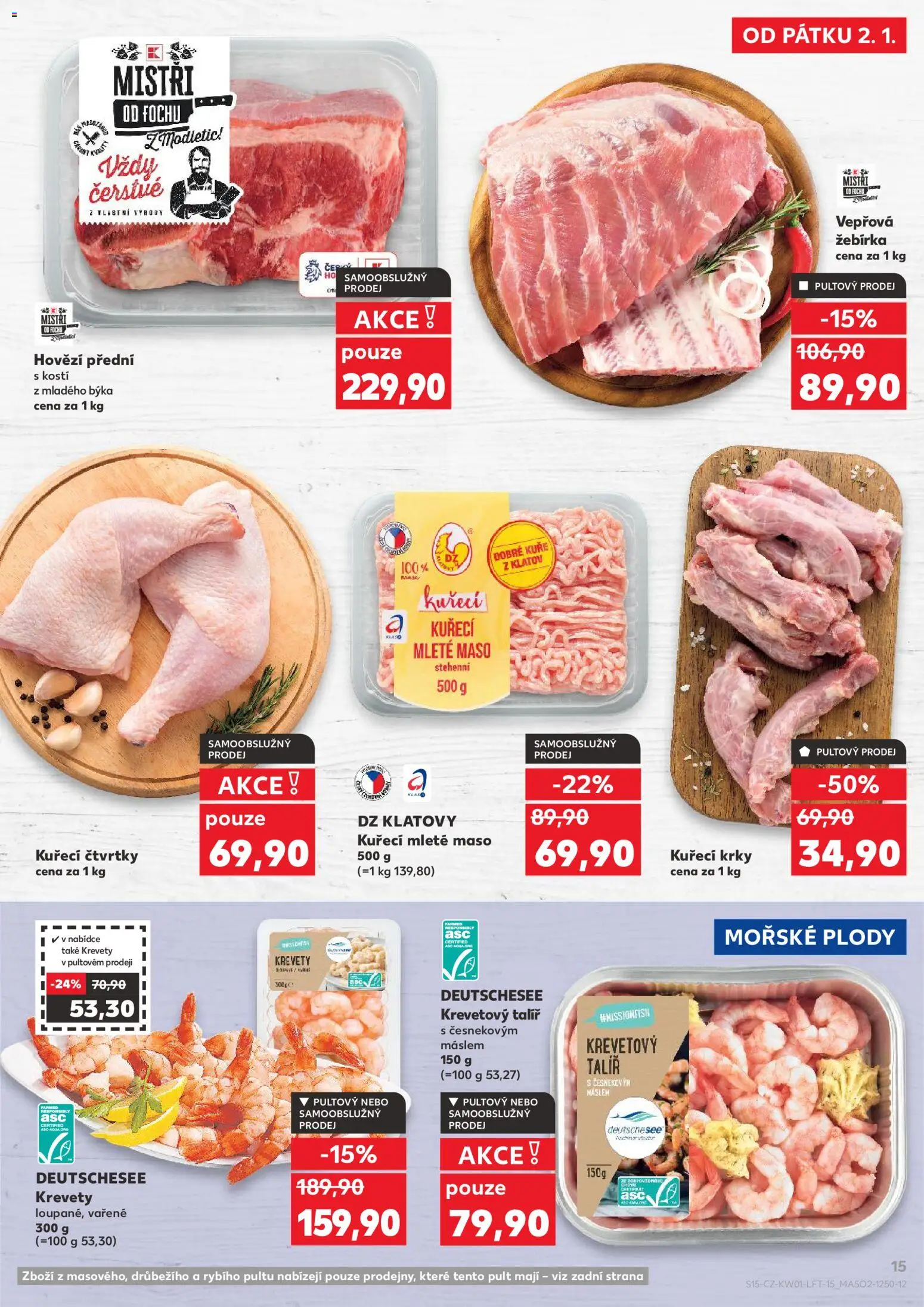 Kaufland leták - Kolín od 02.01.2026 | Strana: 15 | Produkty: Hovězí, Mleté maso, Maso, Krevety