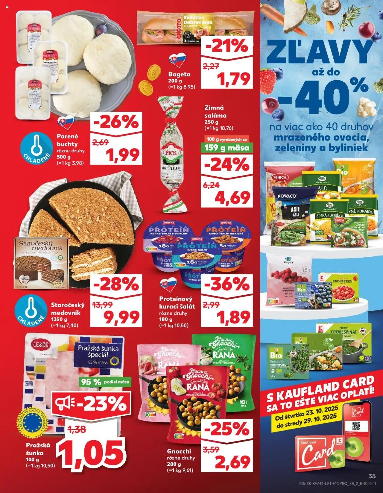 Nové Kaufland akcie – leták je platný od 23.10.2025 | Strana: 35 | Produkty: Šunka, Mozzarella, Protein, Šalát