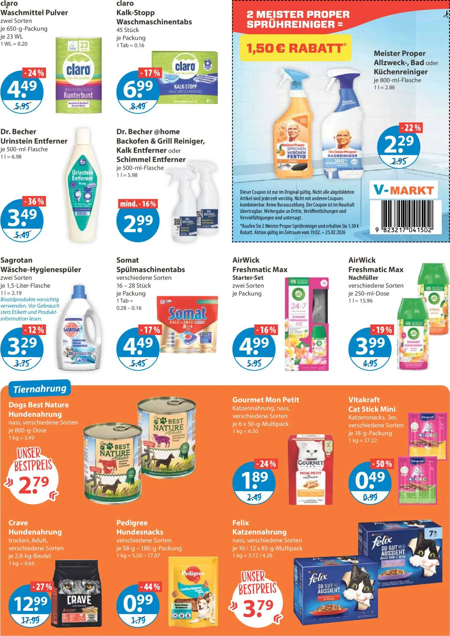 V-Markt - München – gültig ab 19.02.2026 | Seite: 13 | Produkte: Bad, Waschmittel, Backofen, Pedigree