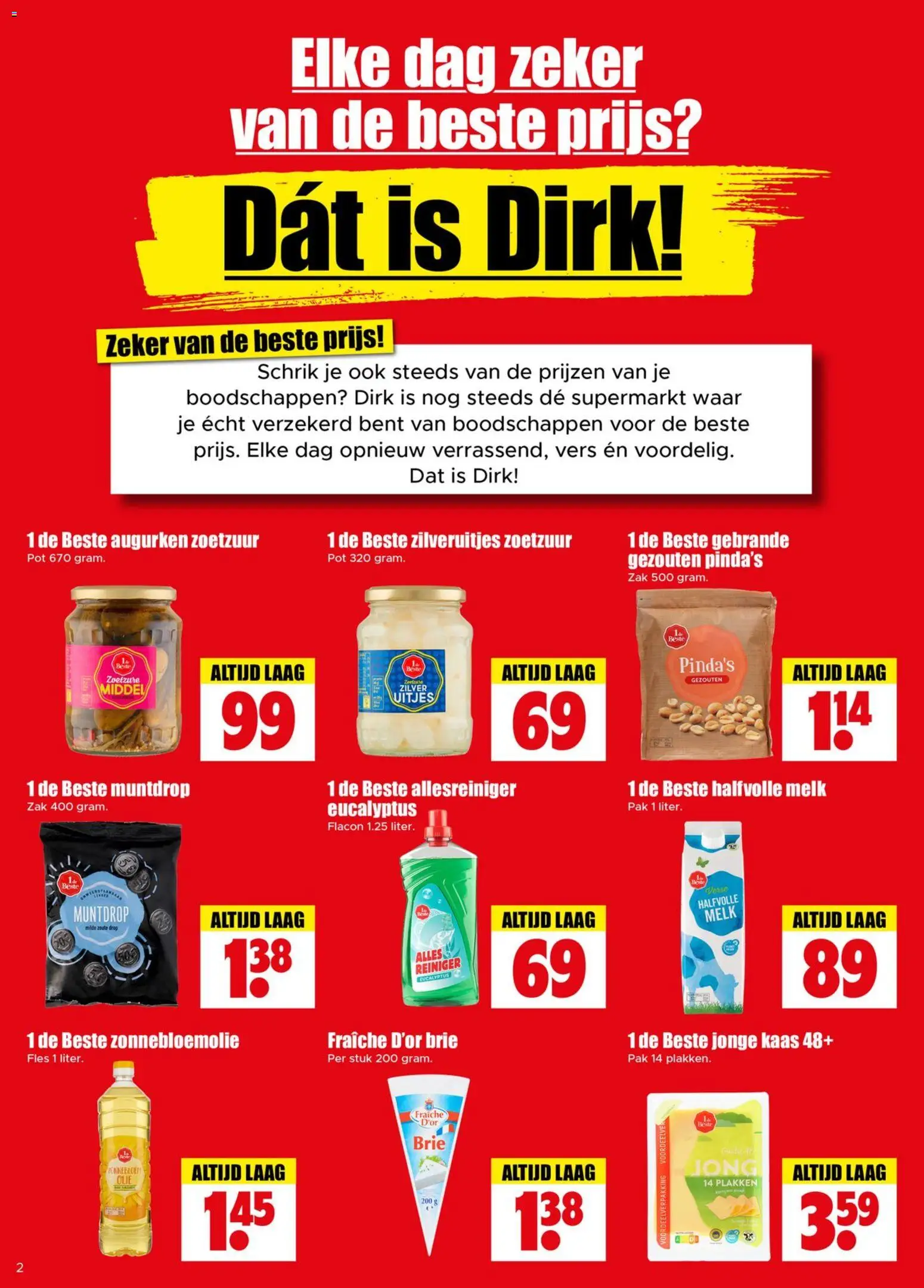 {H1} | Pagina: 2 | Producten: Olie, Fles, Halfvolle Melk, Zak