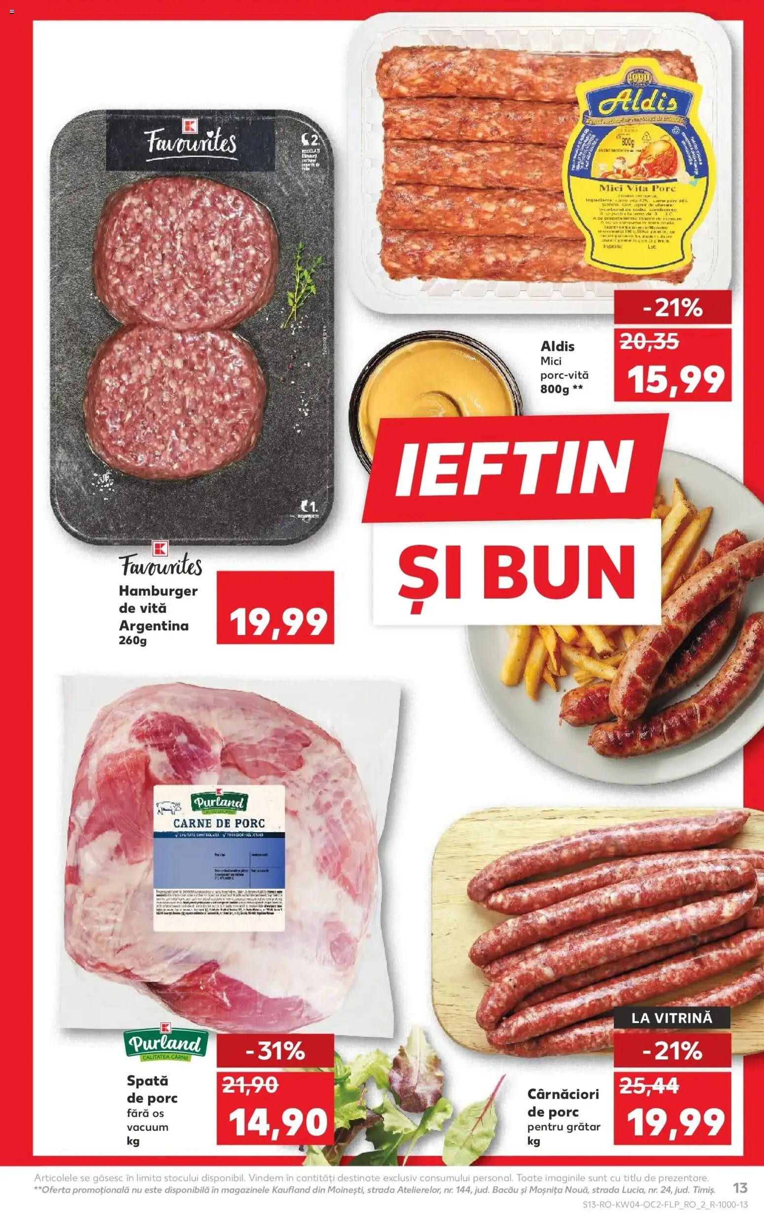 Noul catalog Kaufland – valabil de la 21.01.2026 | Pagină: 13 | Produse: Grătar, Vitrină, Mici, Carne De Porc
