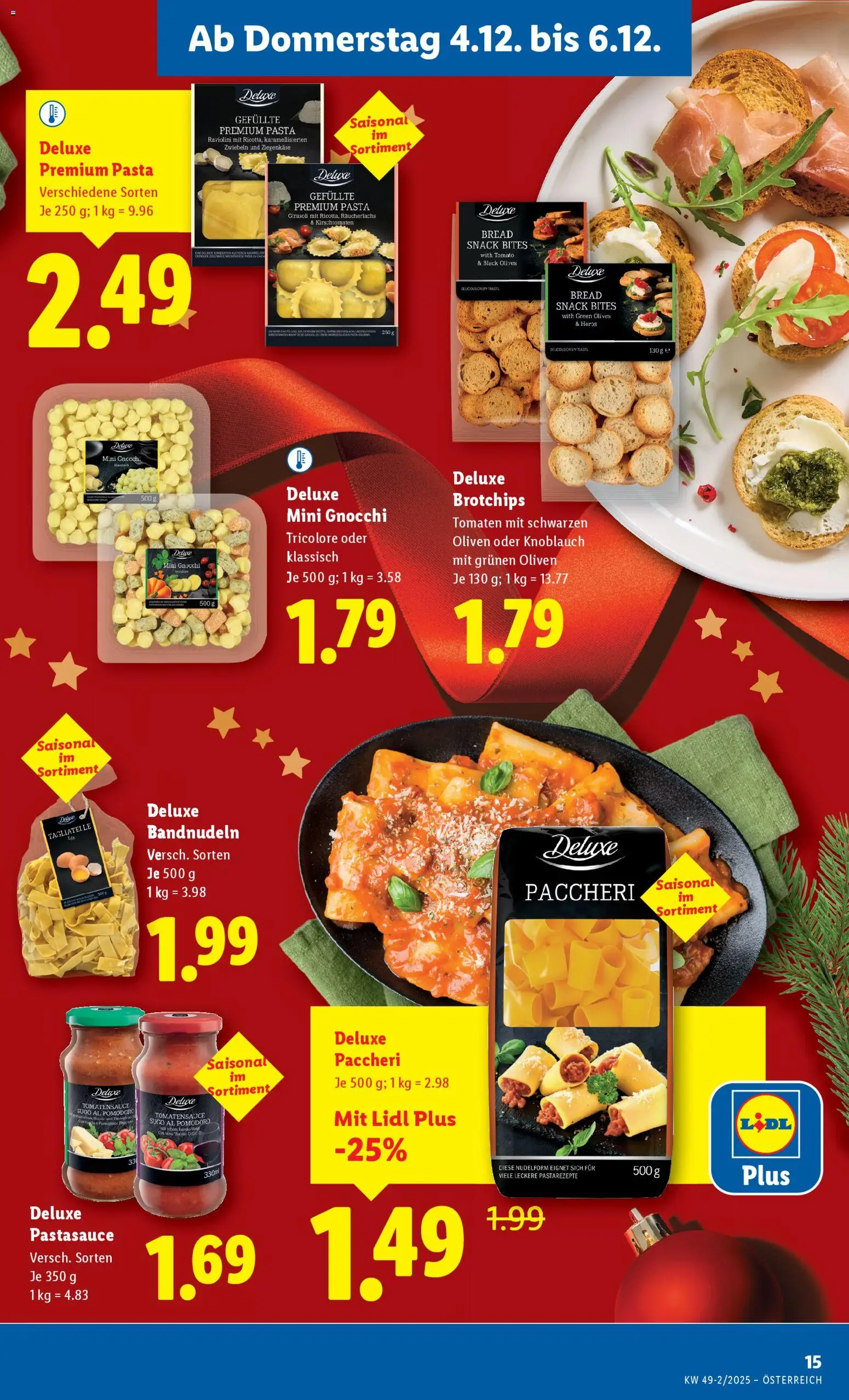 Lidl Flugblatt - Eisenstadt, Ebenfurth, Mattersburg gültig ab 04.12.2025 | Seite: 17 | Produkte: Pasta, Zwiebeln, Knoblauch, Tomaten