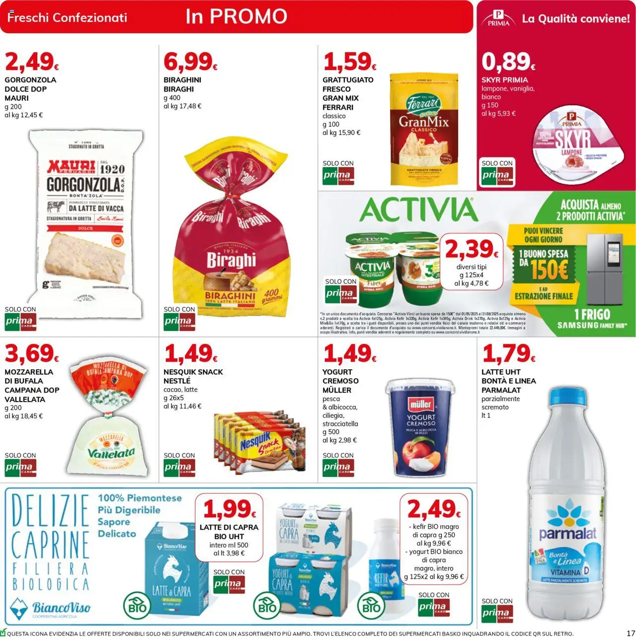 Volantino Basko del 19.08.2025 | Pagina: 17 | Prodotti: Mozzarella, Latte, Gorgonzola, Samsung