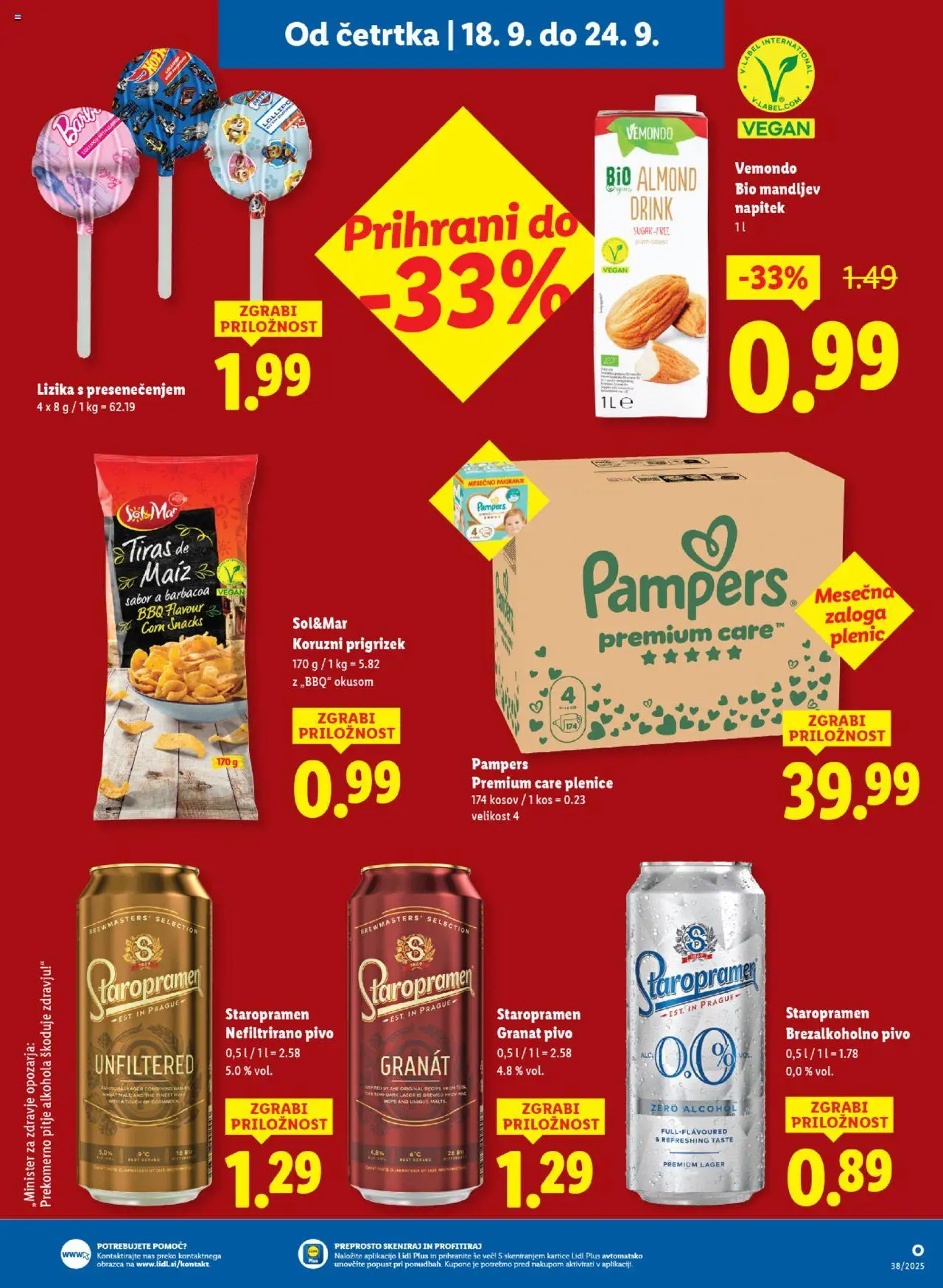 Novi Lidl katalog ponudbe – veljaven od 18.09.2025 | Stran: 11 | Izdelki: Plenice, Kos, Pivo, Sol