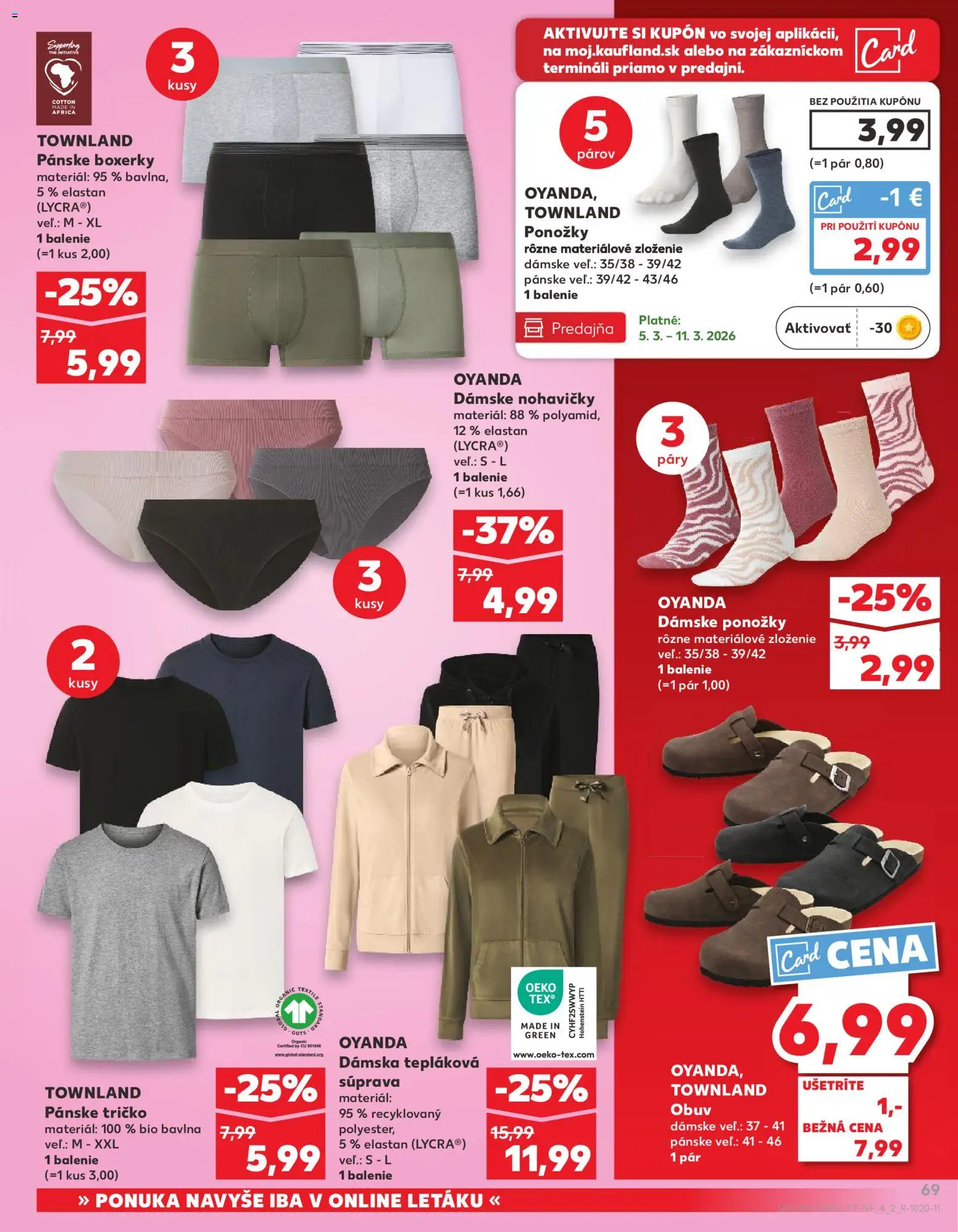 Nové Kaufland akcie – leták je platný od 05.03.2026 | Strana: 69 | Produkty: Tričko, Nohavičky, Ponožky, Boxerky