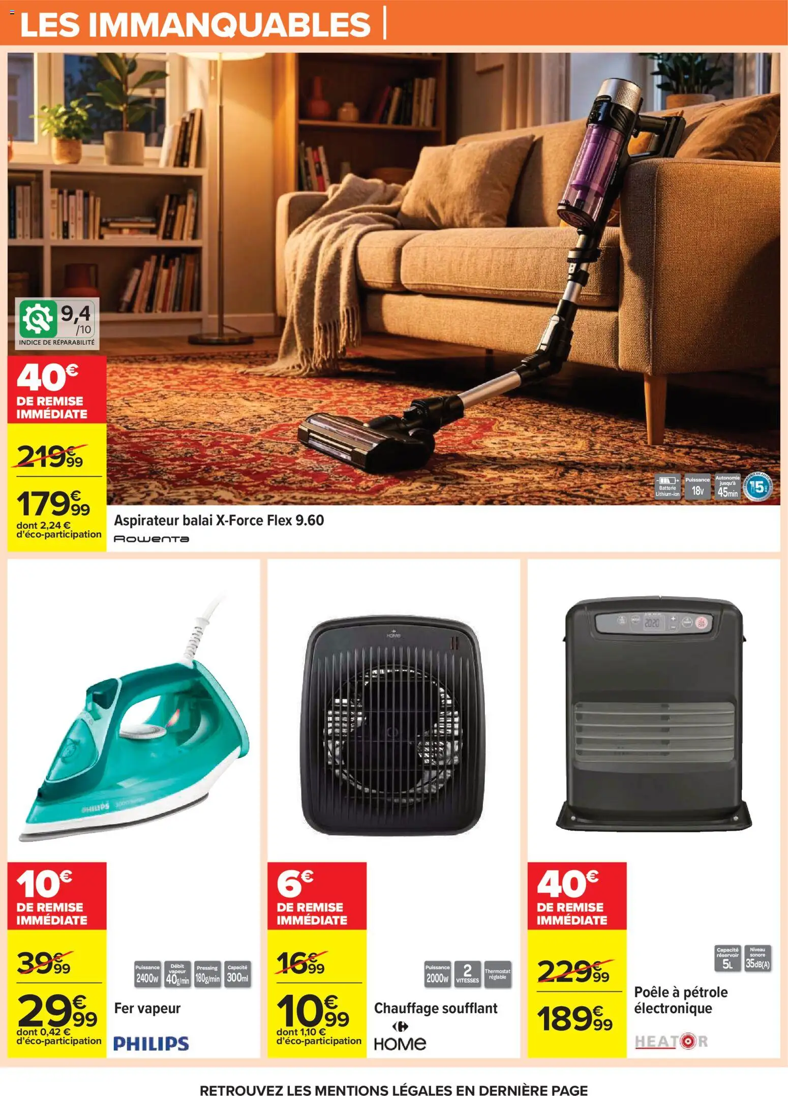 {H1} | Page: 73 | Produits: Poêle, Chauffage soufflant, Aspirateur balai, Batterie