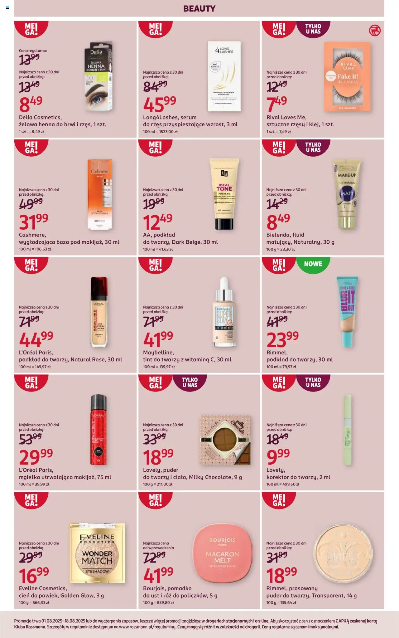 Rossmann Gazetka od 01.08.2025 | Strona: 11 | Produkty: Pomadka, Korektor, Róż, Sztuczne rzęsy