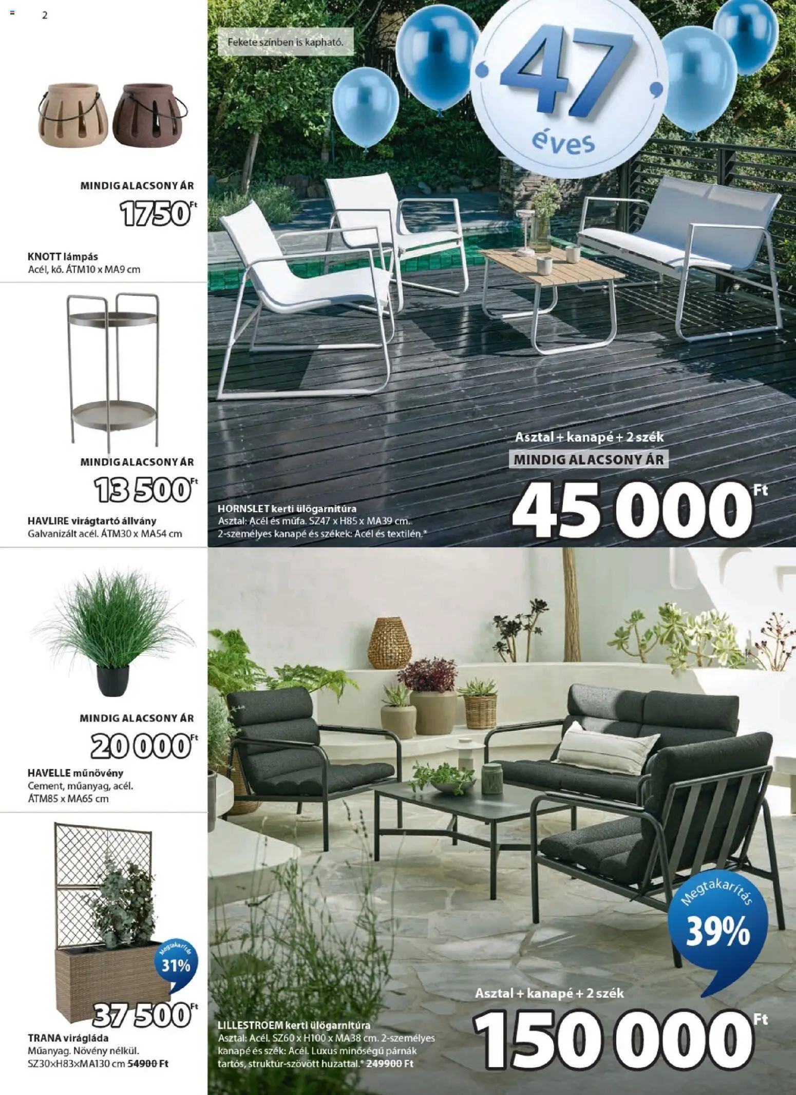 JYSK akciós ujság - amely érvényes a következő dátumtól: 29.04.2026 | Oldal: 2 | Termékek: Virágtartó, Asztal, Virágláda, Virágtartó állvány