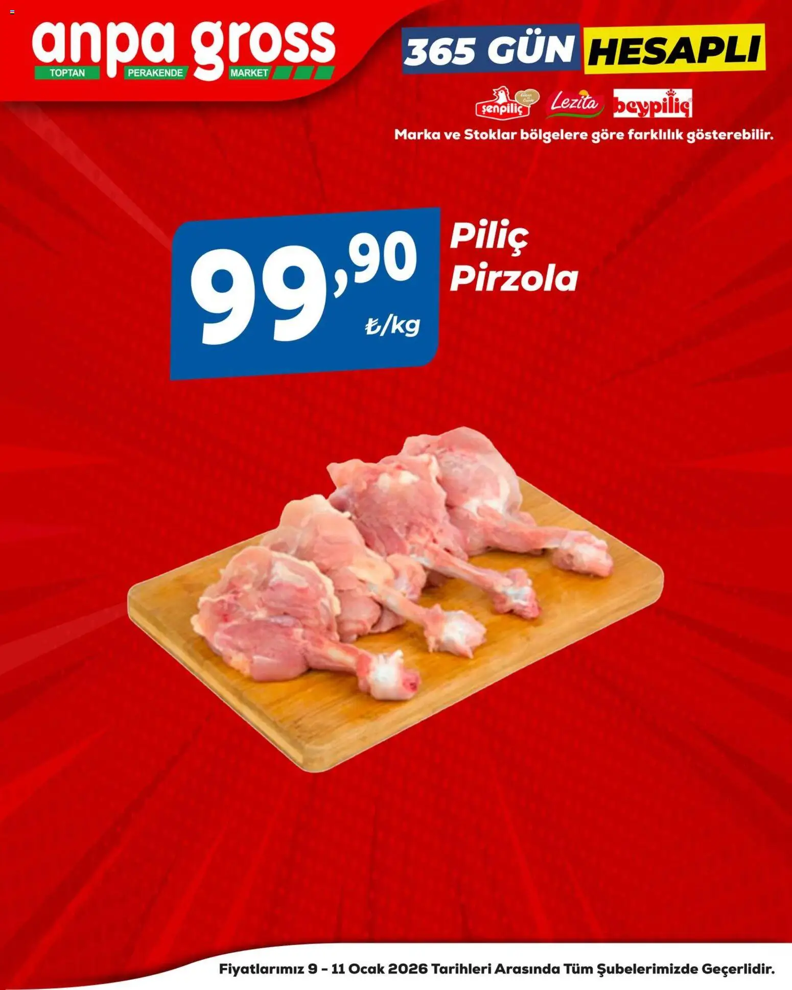 Anpa Gross Piliçte Tazelik - 09.01.2026 tarihinden itibaren geçerlidir | Sayfa: 6 | Ürünler: Piliç, Pirzola, Ocak
