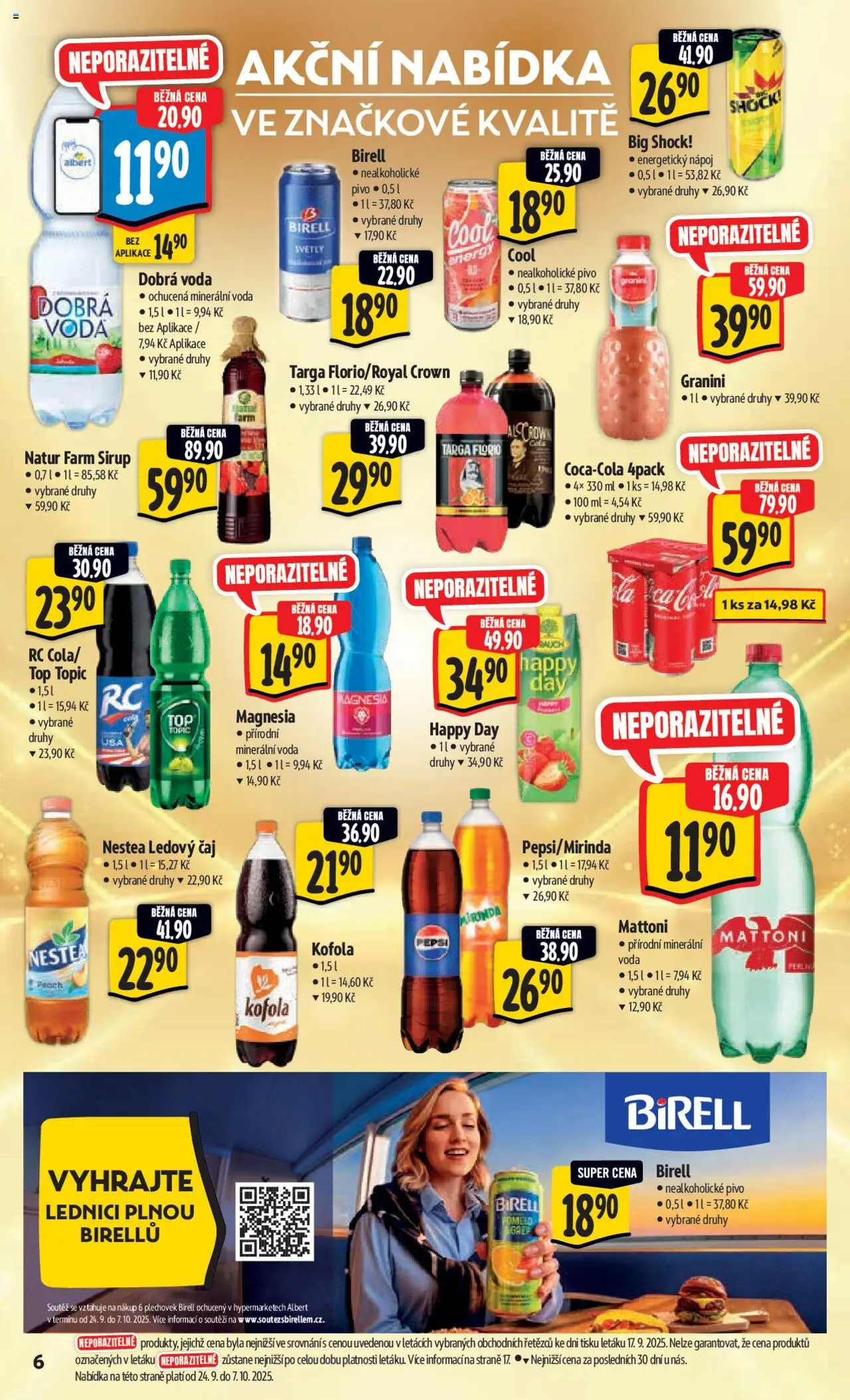 Albert leták - Hypermarket od 24.09.2025 | Strana: 13 | Produkty: Voda, Nealkoholické pivo, Minerální voda, Granini