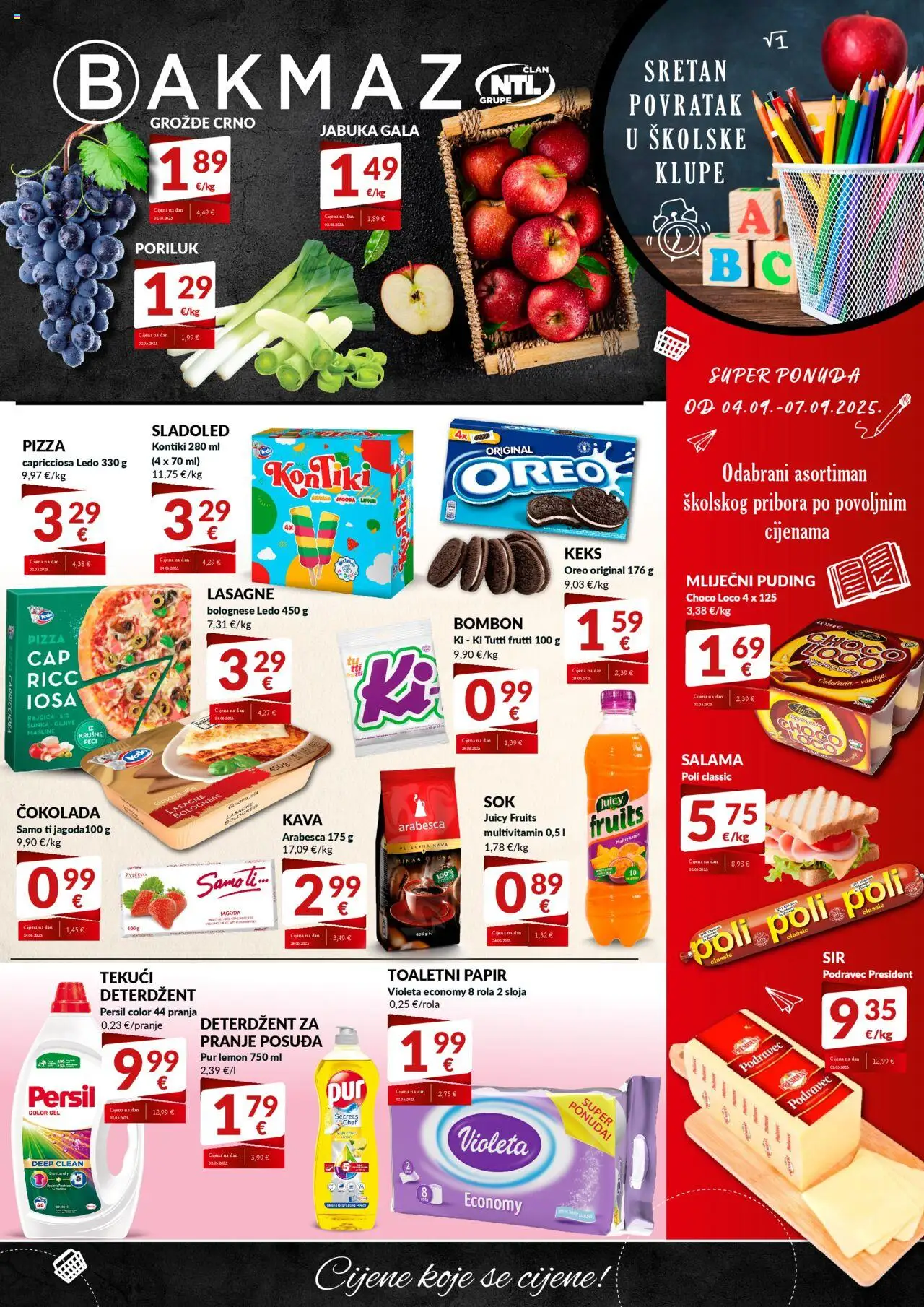 Bakmaz katalog | vrijedi od 04.09.2025 | Stranica: 1 | Proizvodi: Kava, Puding, Rajčica, Jabuka