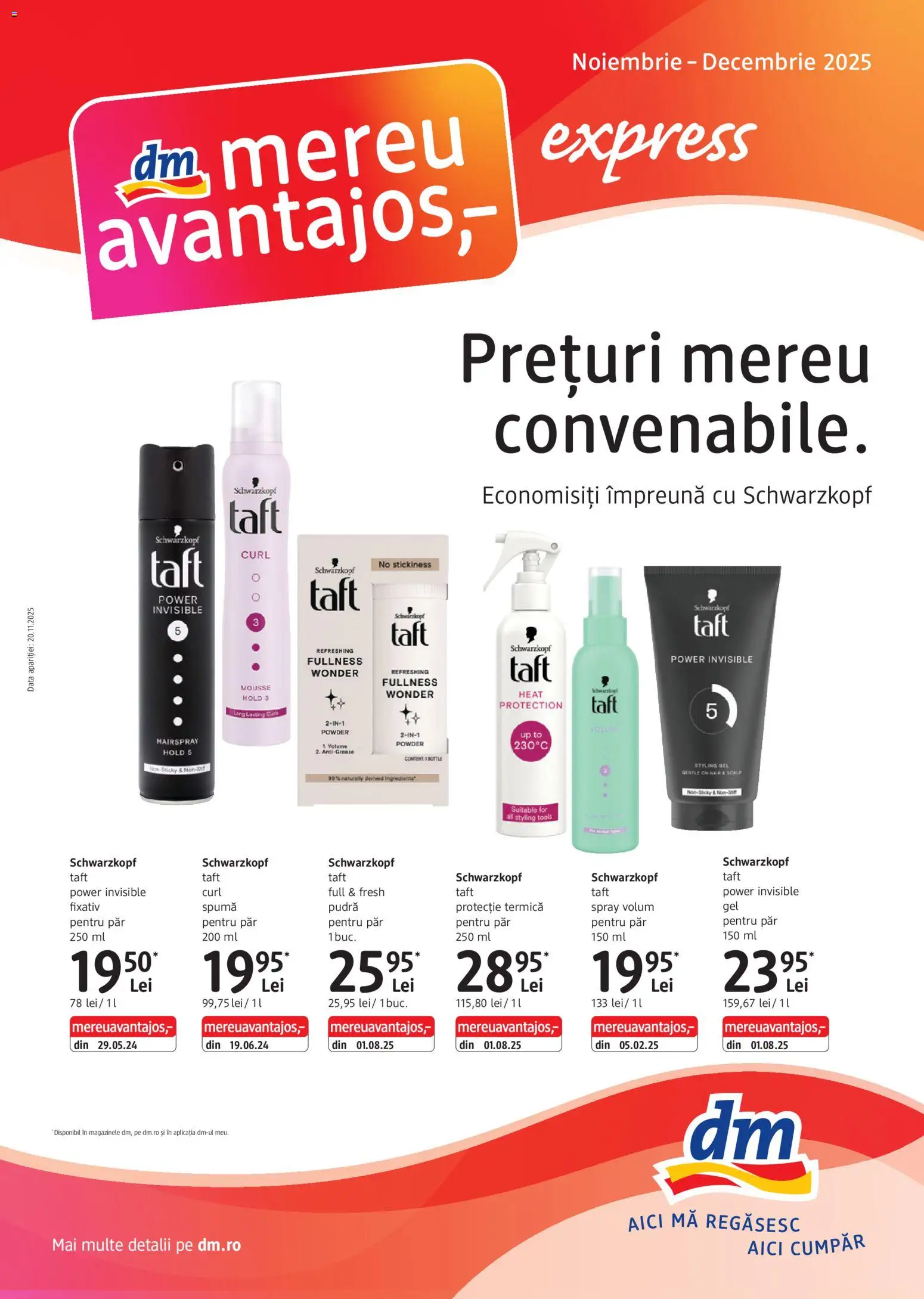 Noul catalog DM drogeriemarkt – valabil de la 20.11.2025 | Pagină: 1 | Produse: Spumă pentru păr, Gel pentru păr, Protecție termică pentru păr, Fixativ pentru păr
