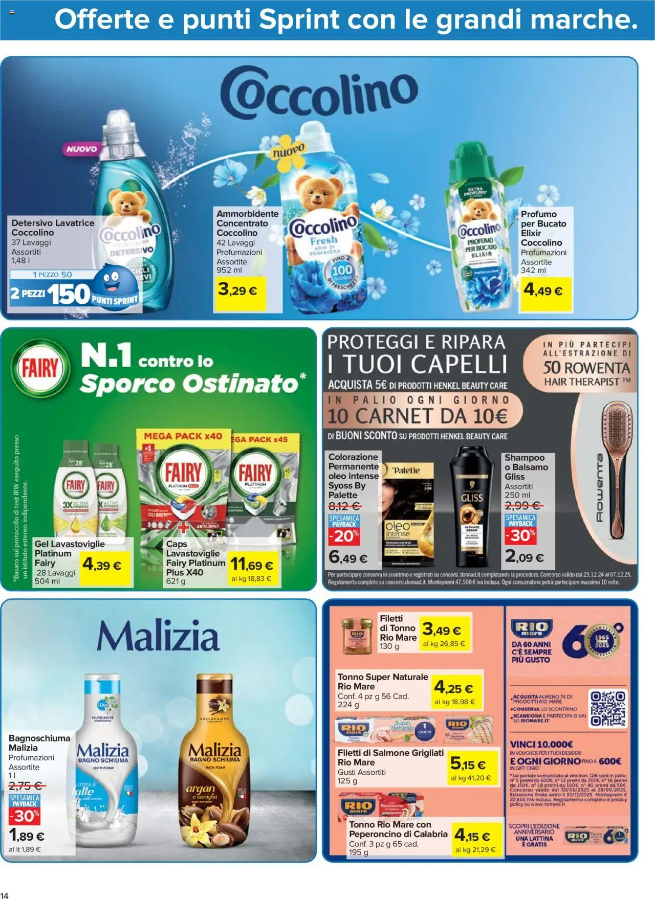 Volantino Carrefour del 15.09.2025 | Pagina: 14 | Prodotti: Ammorbidente, Salmone, Lavastoviglie, Bagno