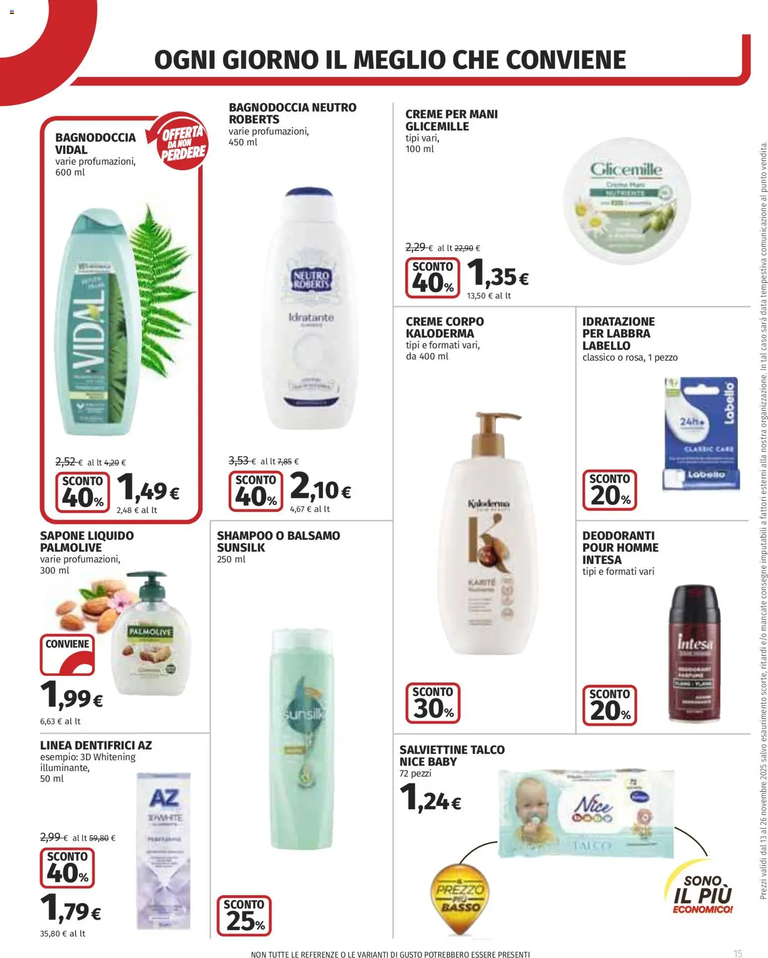 Volantino COOP del 13.11.2025 | Pagina: 15 | Prodotti: Balsamo, Sapone, Talco, Data