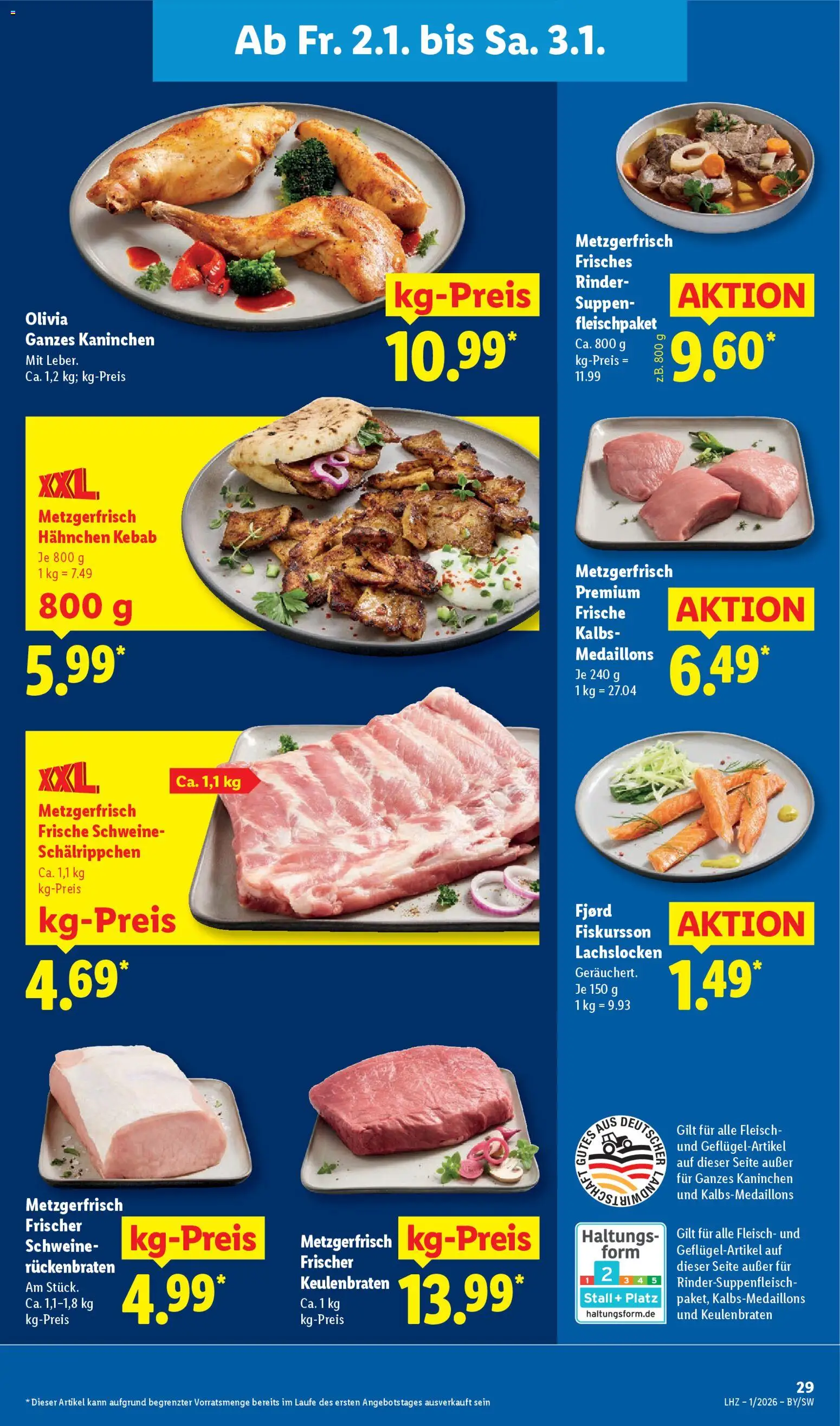 Lidl Prospekt Gundelsheim – gültig ab 29.12.2025 | Seite: 49 | Produkte: Hahnchen, Kaninchen, Fleisch