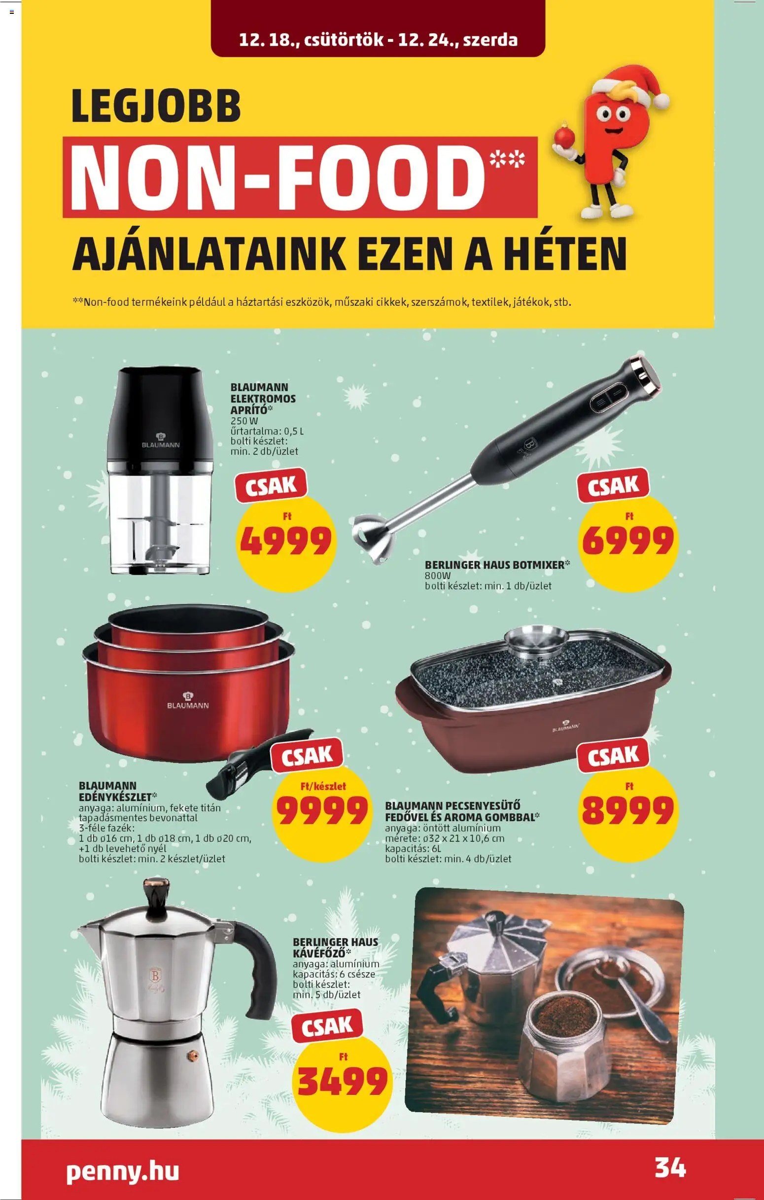 PENNY akciós ujság - amely érvényes a következő dátumtól: 18.12.2025 | Oldal: 39 | Termékek: Botmixer, Edénykészlet