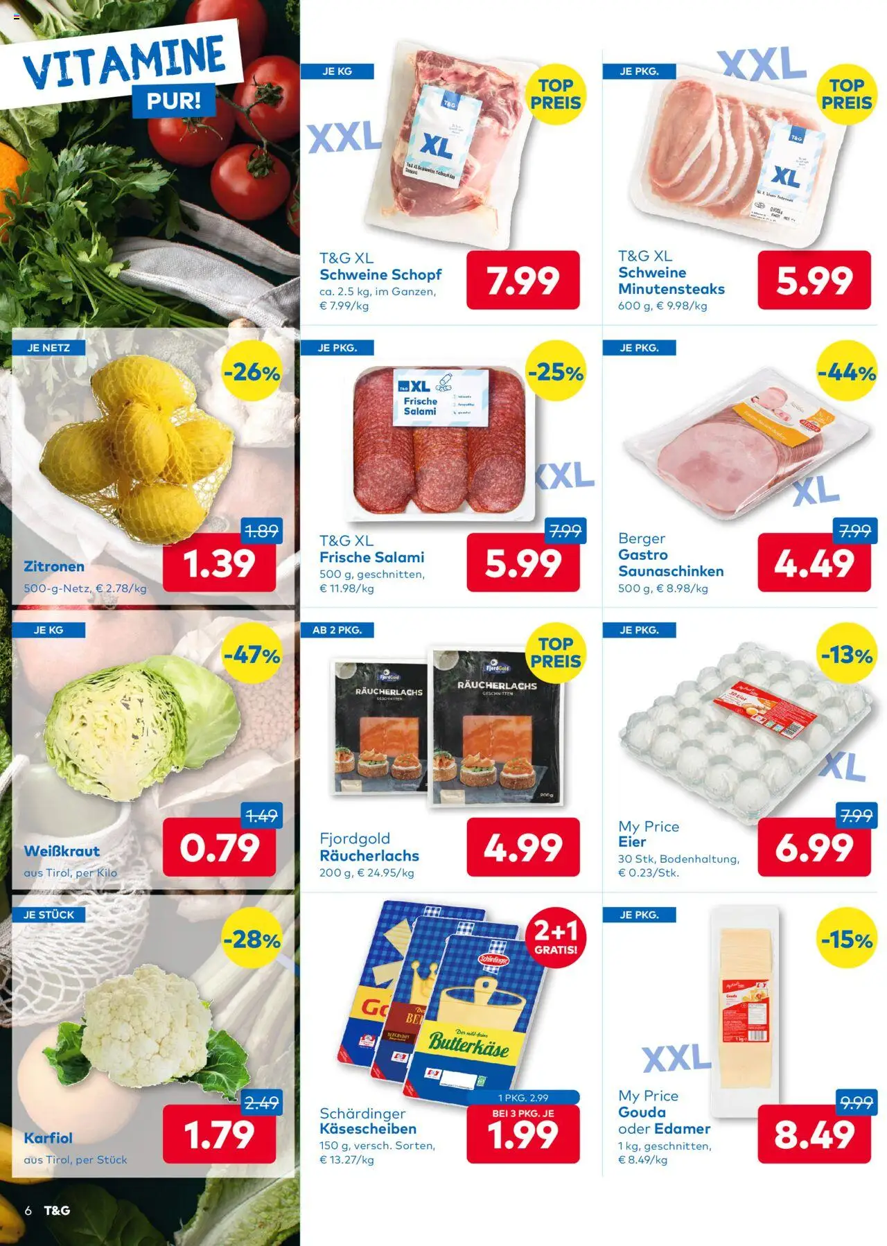 T&G Salzburg gültig ab 11.09.2025 | Seite: 2 | Produkte: Eier, Salami