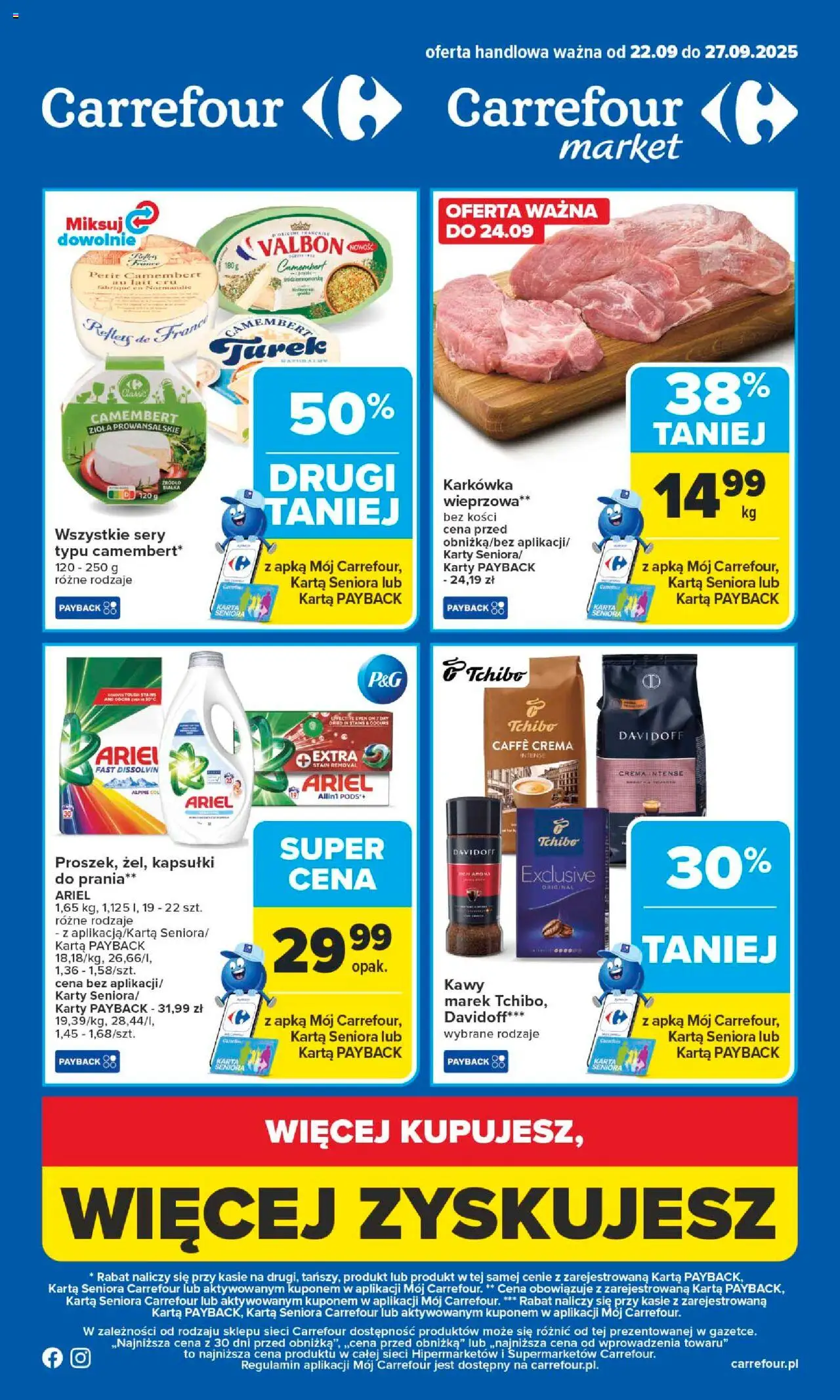 Carrefour Gazetka od 22.09.2025 | Strona: 1 | Produkty: Karta, Zioła prowansalskie, Camembert, Sery