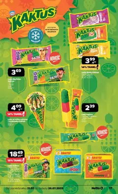 Netto gazetka - Spożywcza od 21.07.2025 | Strona: 17 | Produkty: Cytryna, Mięta, Lody Kaktus, Lody