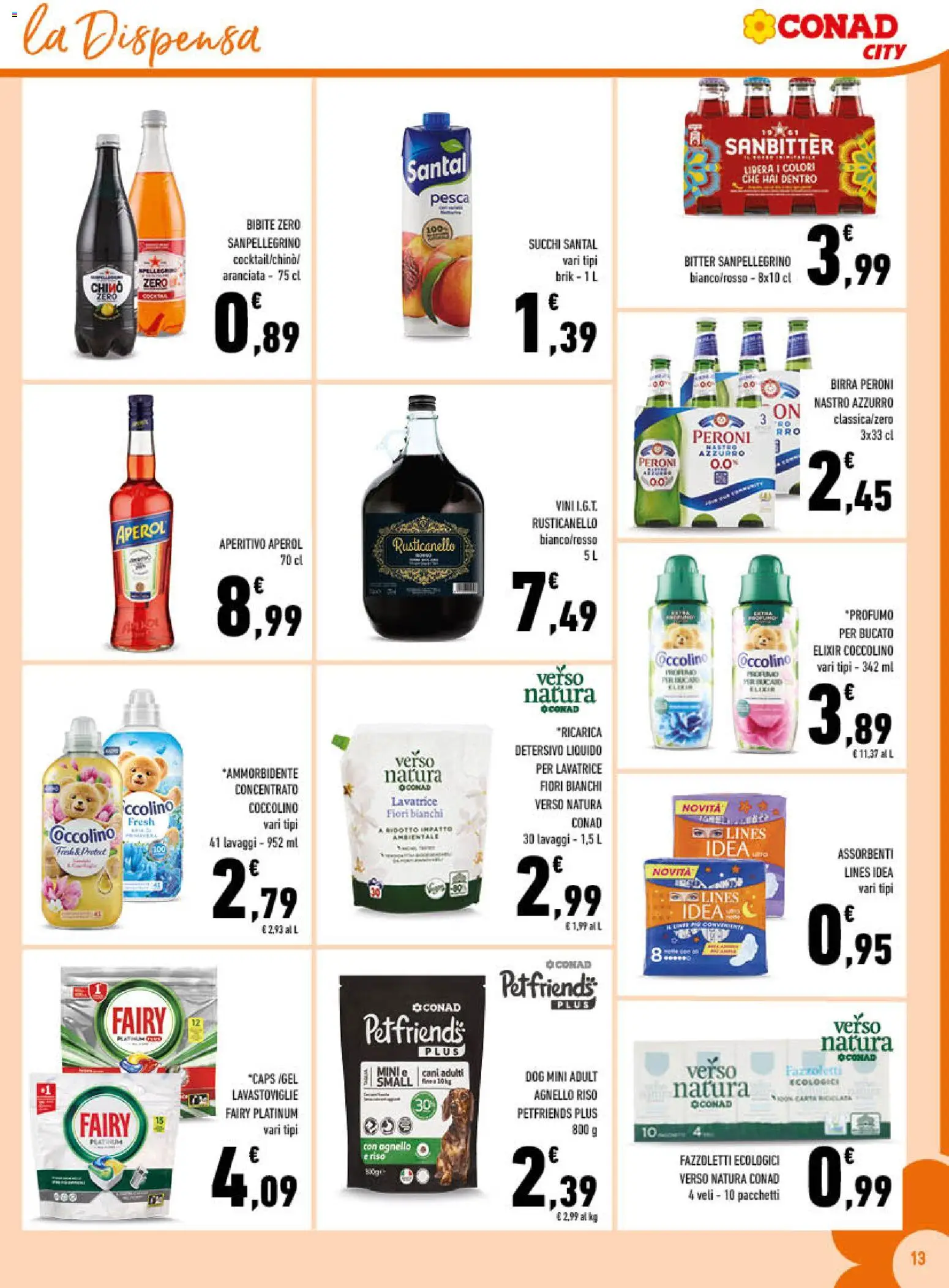Volantino Conad del 01.12.2025 | Pagina: 13 | Prodotti: Birra, Fazzoletti, Lavastoviglie, Aperol