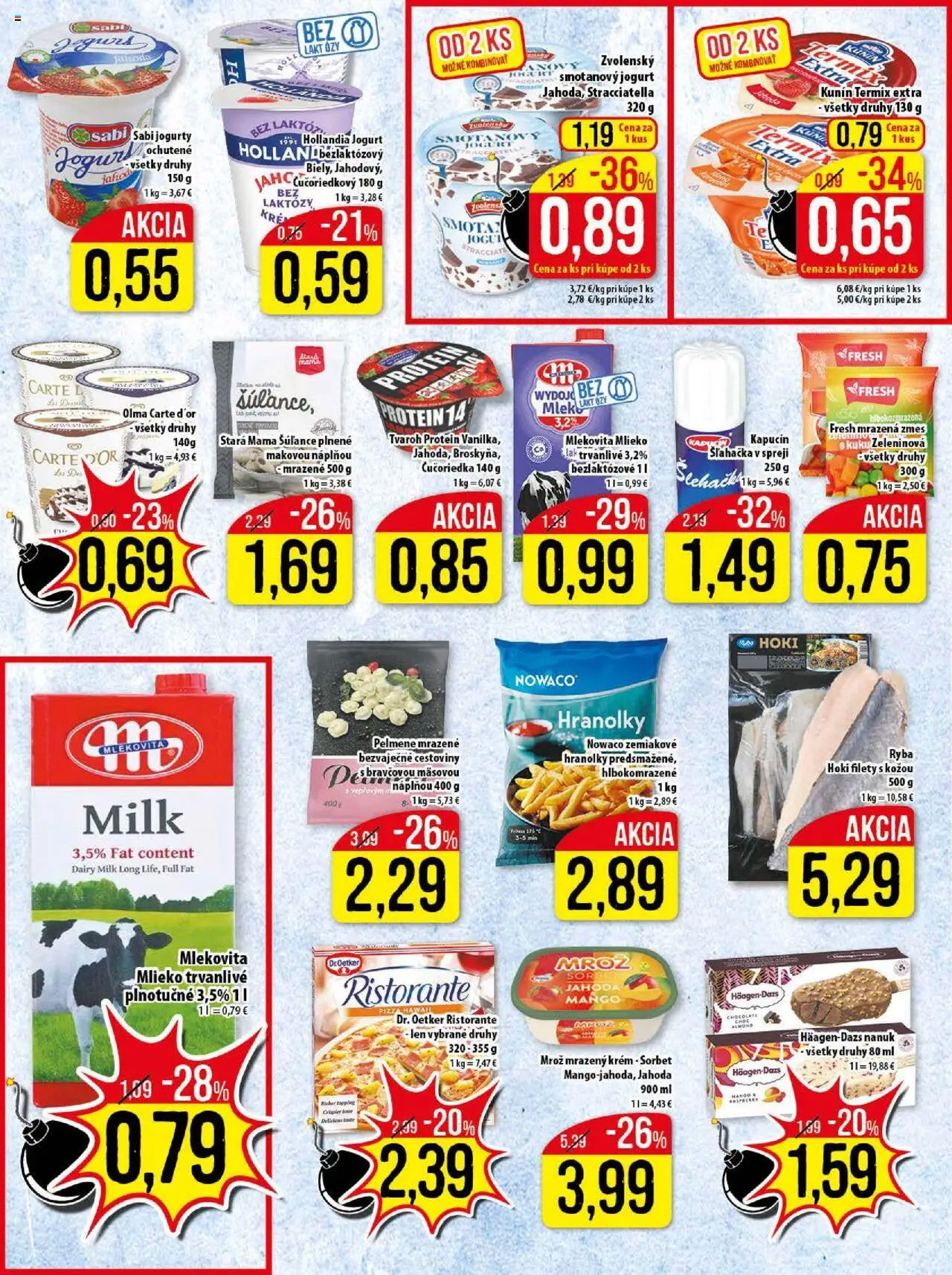 Nové Klas akcie – leták je platný od 08.09.2025 | Strana: 8 | Produkty: Jogurt, Pizza, Ryba, Mango