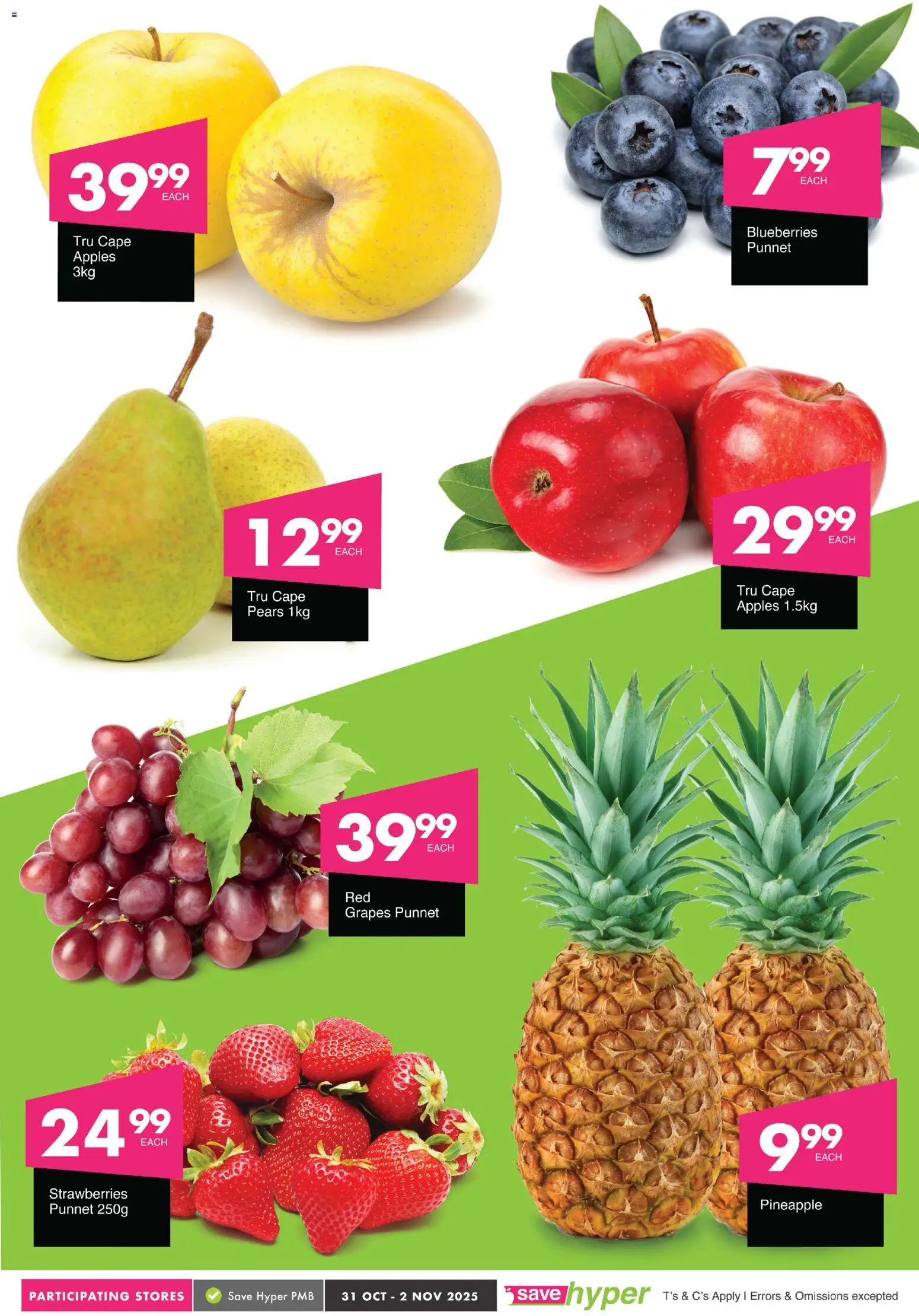New Save catalogue – valid from 31.10.2025 | Page: 5 | Products: Pears, Blueberries, Pineapple, Grapes