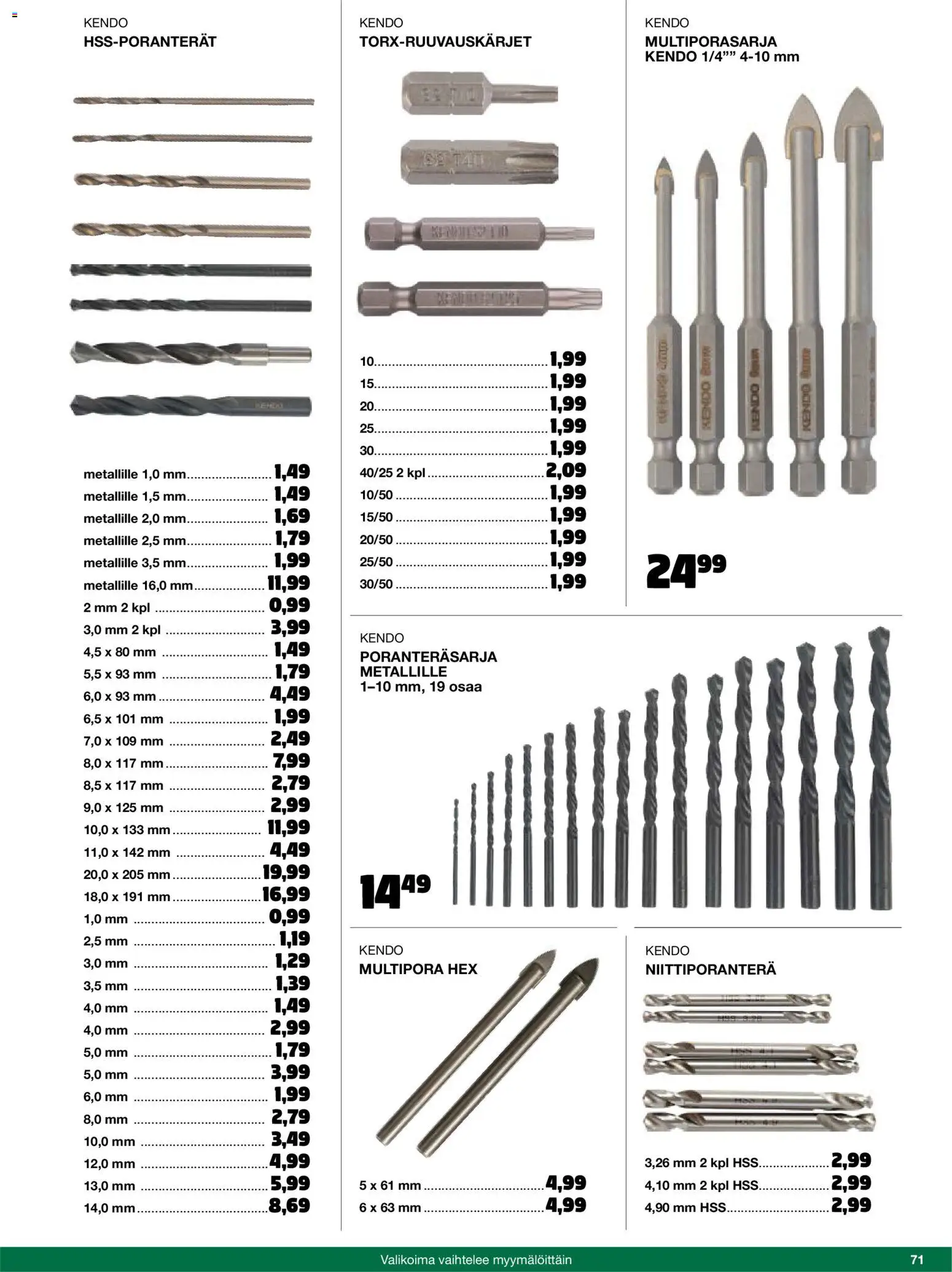Tokmanni - 2025 Työkalukuvasto – voimassa 01.11.2025 alkaen | Sivu: 71