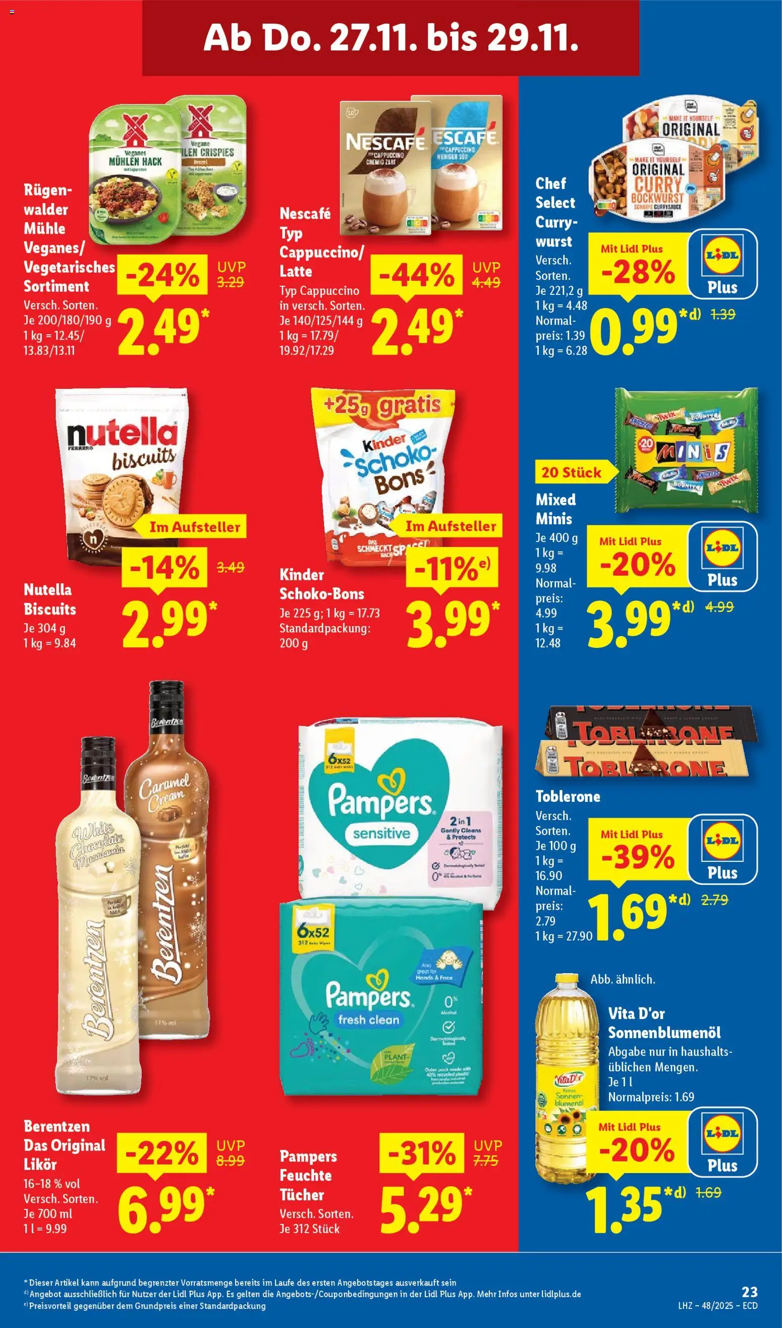 Lidl - Prospekt – gültig ab 24.11.2025 | Seite: 29 | Produkte: Mühle, Likör, Nutella, Wurst