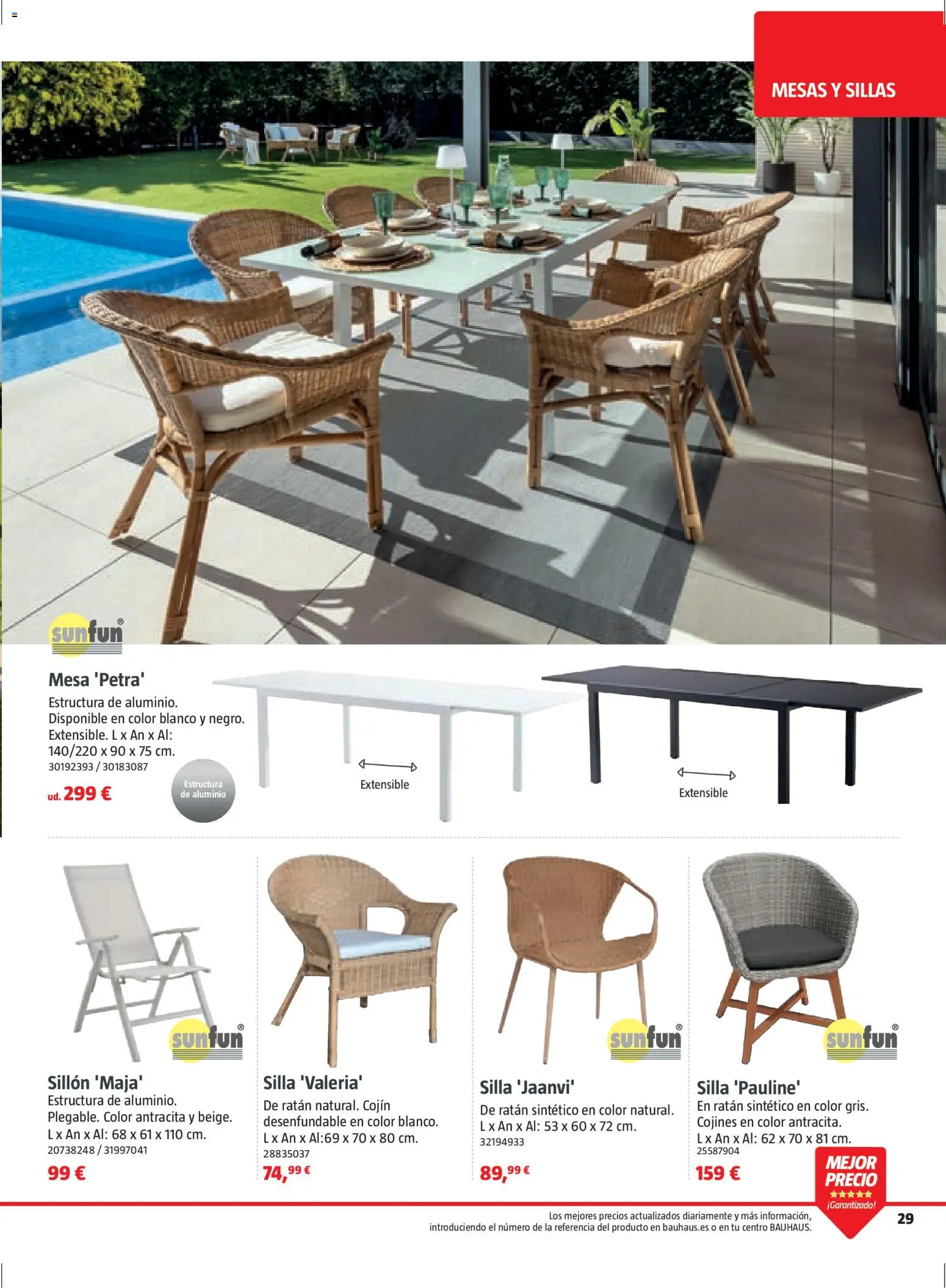 Bauhaus Verano │ válido desde el 16.03.2026 | Página: 29 | Productos: Cojín, Sillón, Mesa, Silla