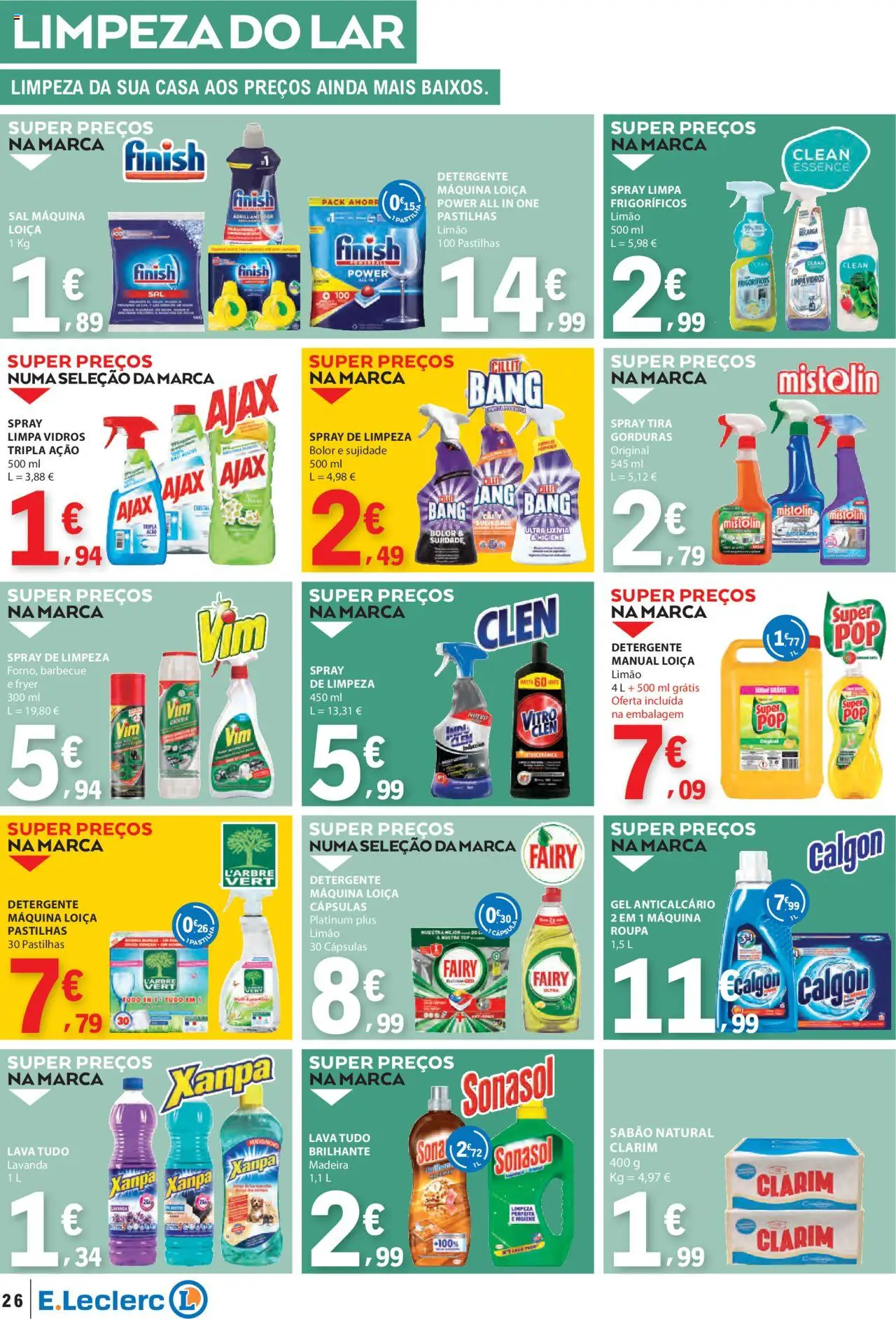 E.Leclerc folheto │ válido de 04.09.2025 | Página: 26 | Produtos: Sabão, Detergente, Sal, Limpa vidros