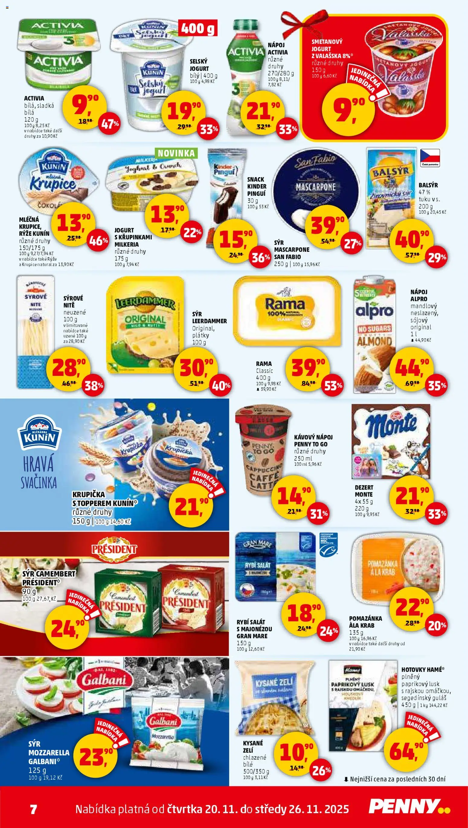 Penny Market leták - Čtvrtečník od 20.11.2025 | Strana: 7 | Produkty: Sýr, Jogurt, Pomazánka, Kysané zelí
