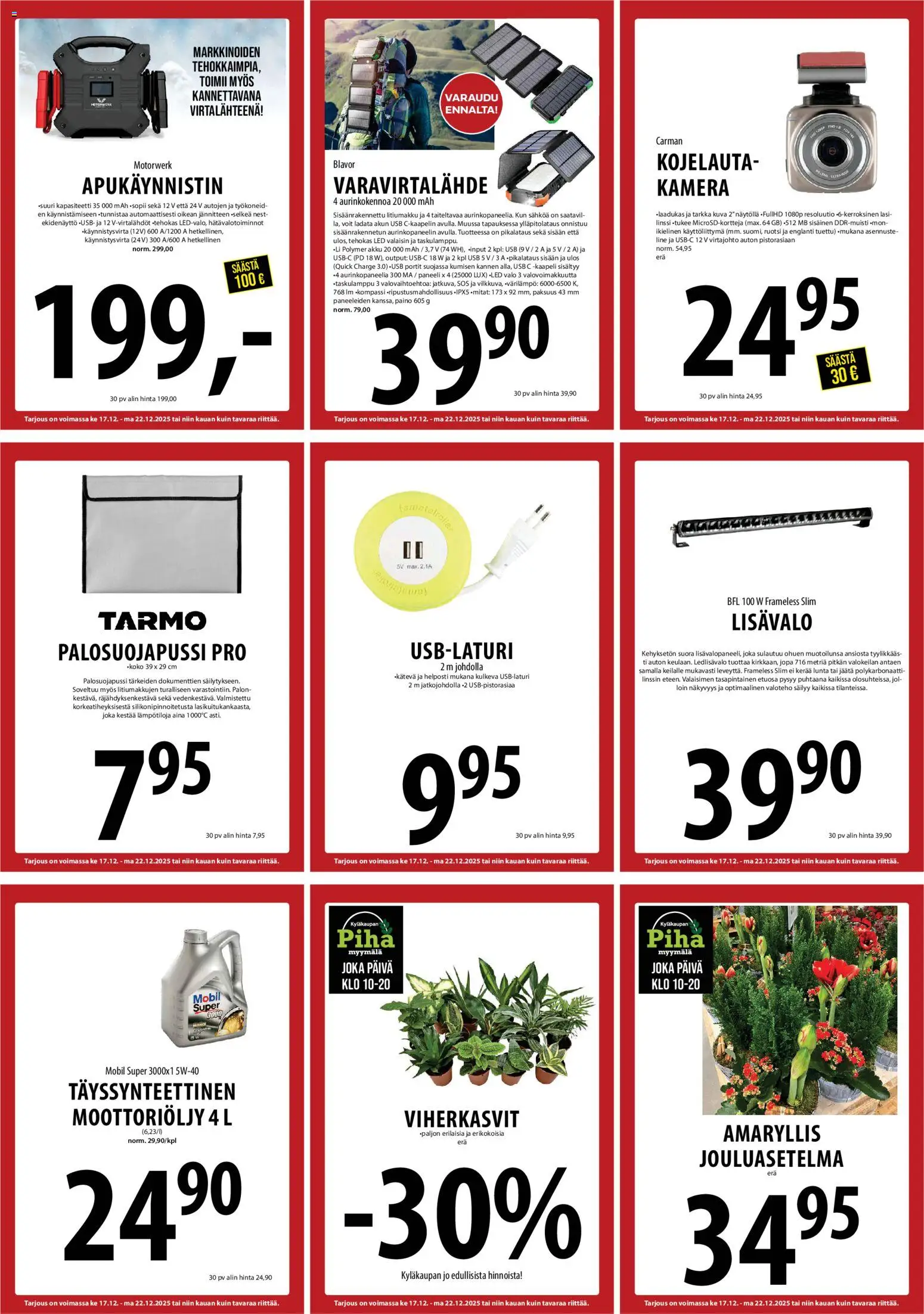 Tuuri tarjoukset – voimassa 17.12.2025 alkaen | Sivu: 34 | Tuotteet: Moottoriöljy, Akku, Kamera, Kaapeli