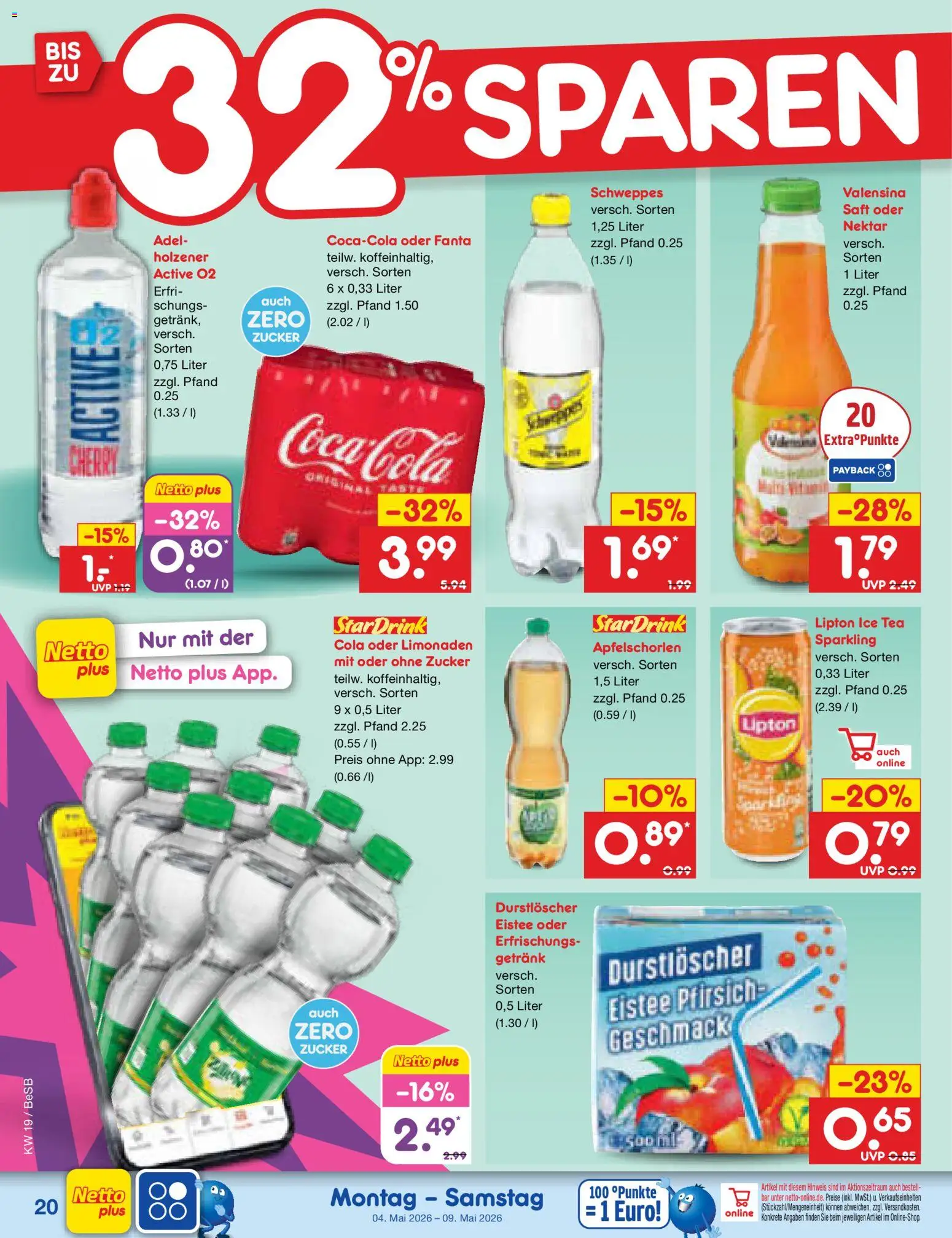 Netto Marken-Discount Prospekt 	 – gültig ab 04.05.2026 | Seite: 24 | Produkte: Durstloscher, Coca cola, Valensina, Zucker