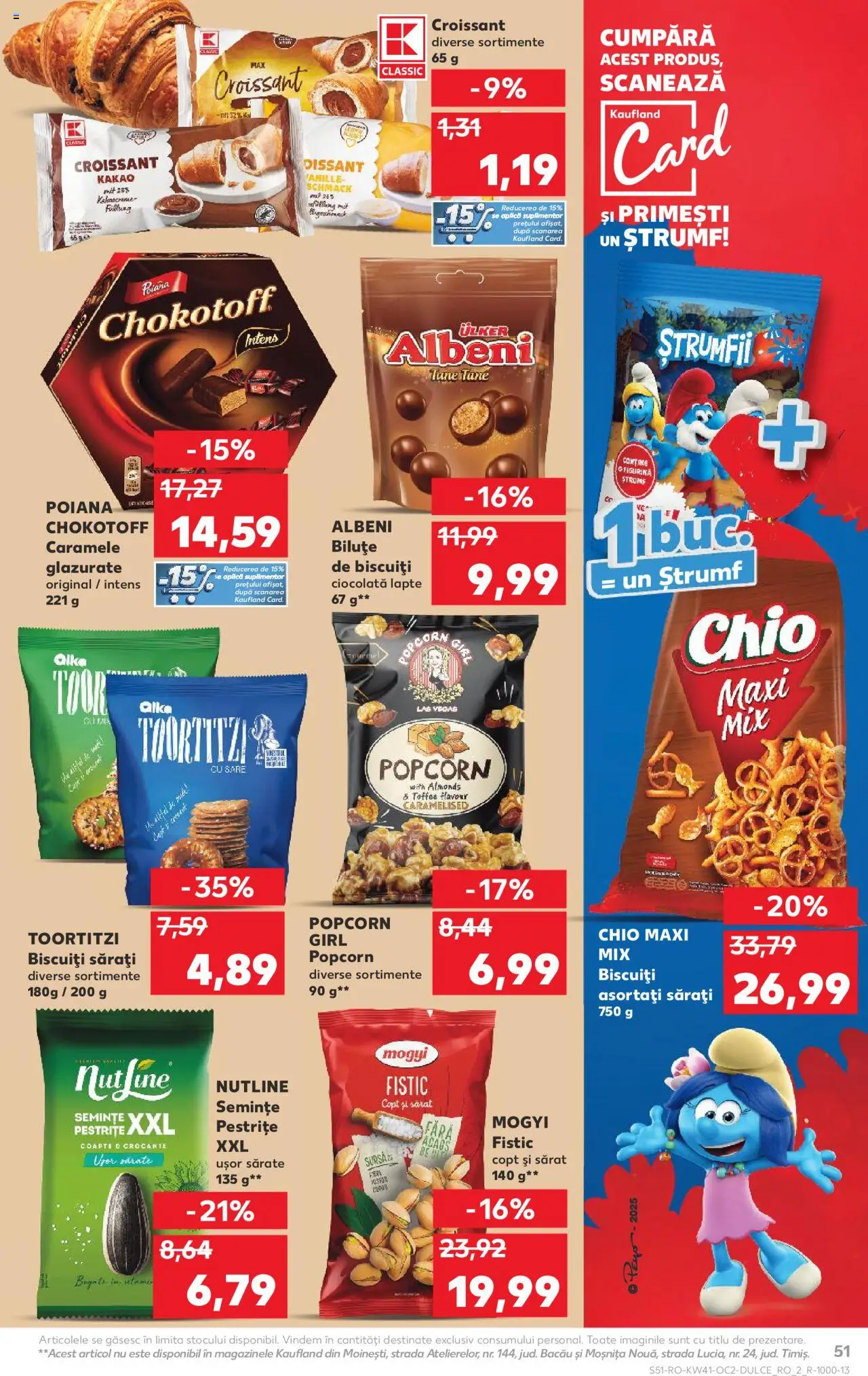 Kaufland RO akciós ujság - amely érvényes a következő dátumtól: 08.10.2025 | Oldal: 51 | Termékek: Croissant, Popcorn