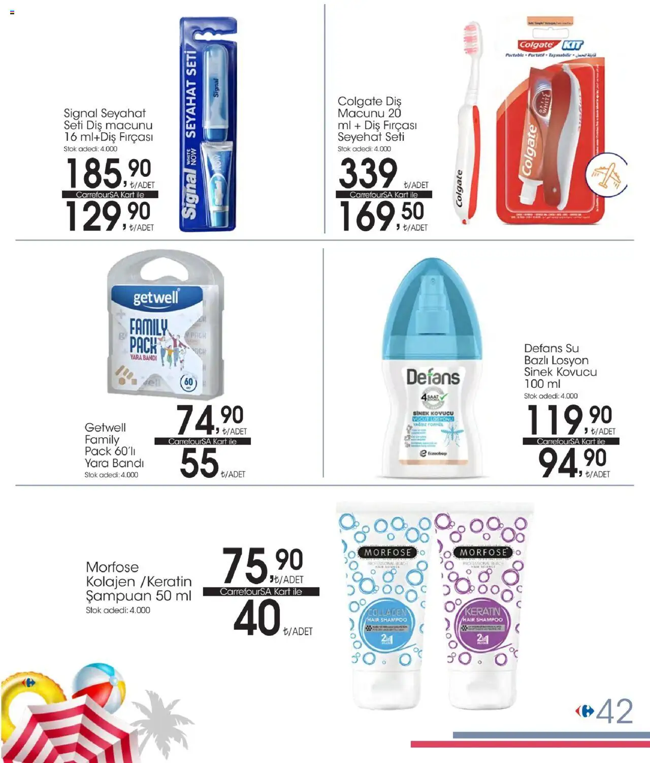 CarrefourSA - Tatil Katalogu  - 02.06.2025 tarihinden itibaren geçerlidir | Sayfa: 42 | Ürünler: Şampuan, Diş macunu, Diş fırçası, Su