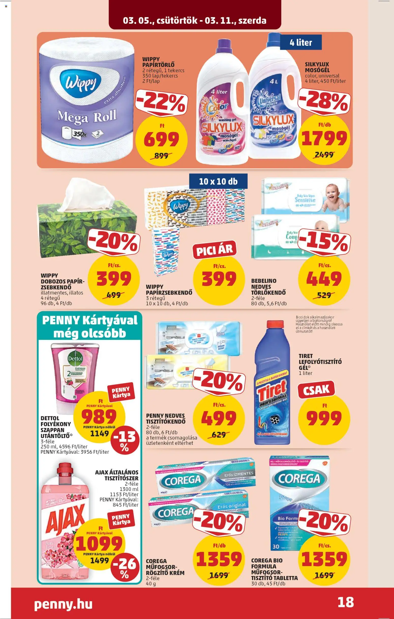 PENNY akciós ujság - amely érvényes a következő dátumtól: 05.03.2026 | Oldal: 22 | Termékek: Papírtörlő, Törlőkendő, Papírzsebkendő, Szappan