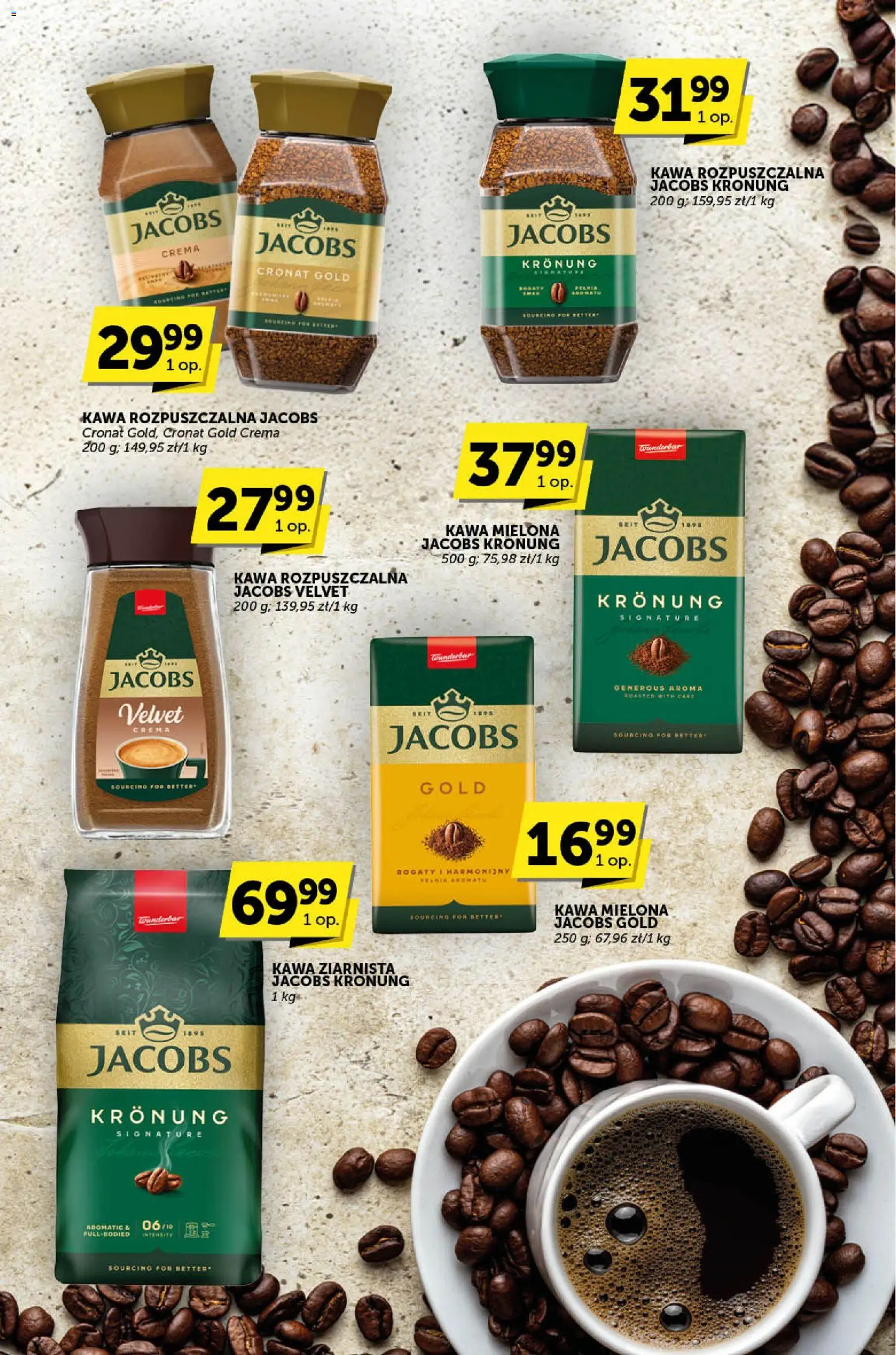 Groszek Gazetka - Katalog od 22.01.2026 | Strona: 18 | Produkty: Kawa ziarnista, Kawa rozpuszczalna, Kawa rozpuszczalna Jacobs Kronung, Kawa