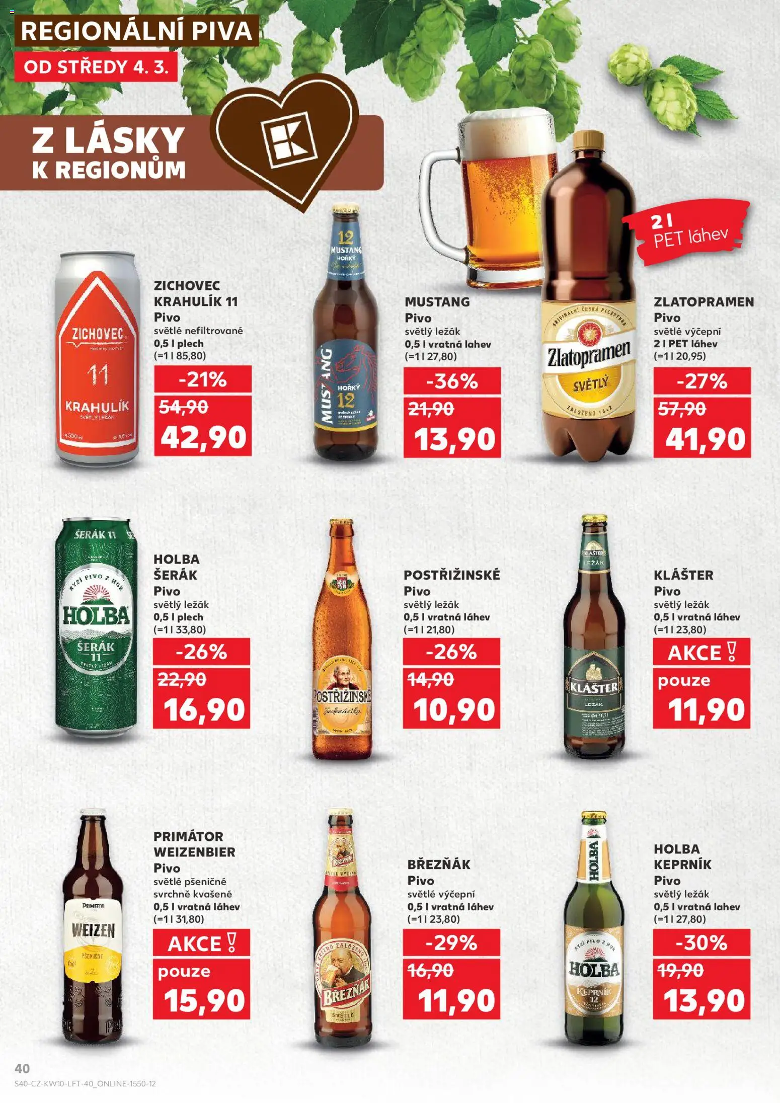 Kaufland leták - Praha 8 od 04.03.2026 | Strana: 40 | Produkty: Zlatopramen, Holba šerák, Březňák, Rýži