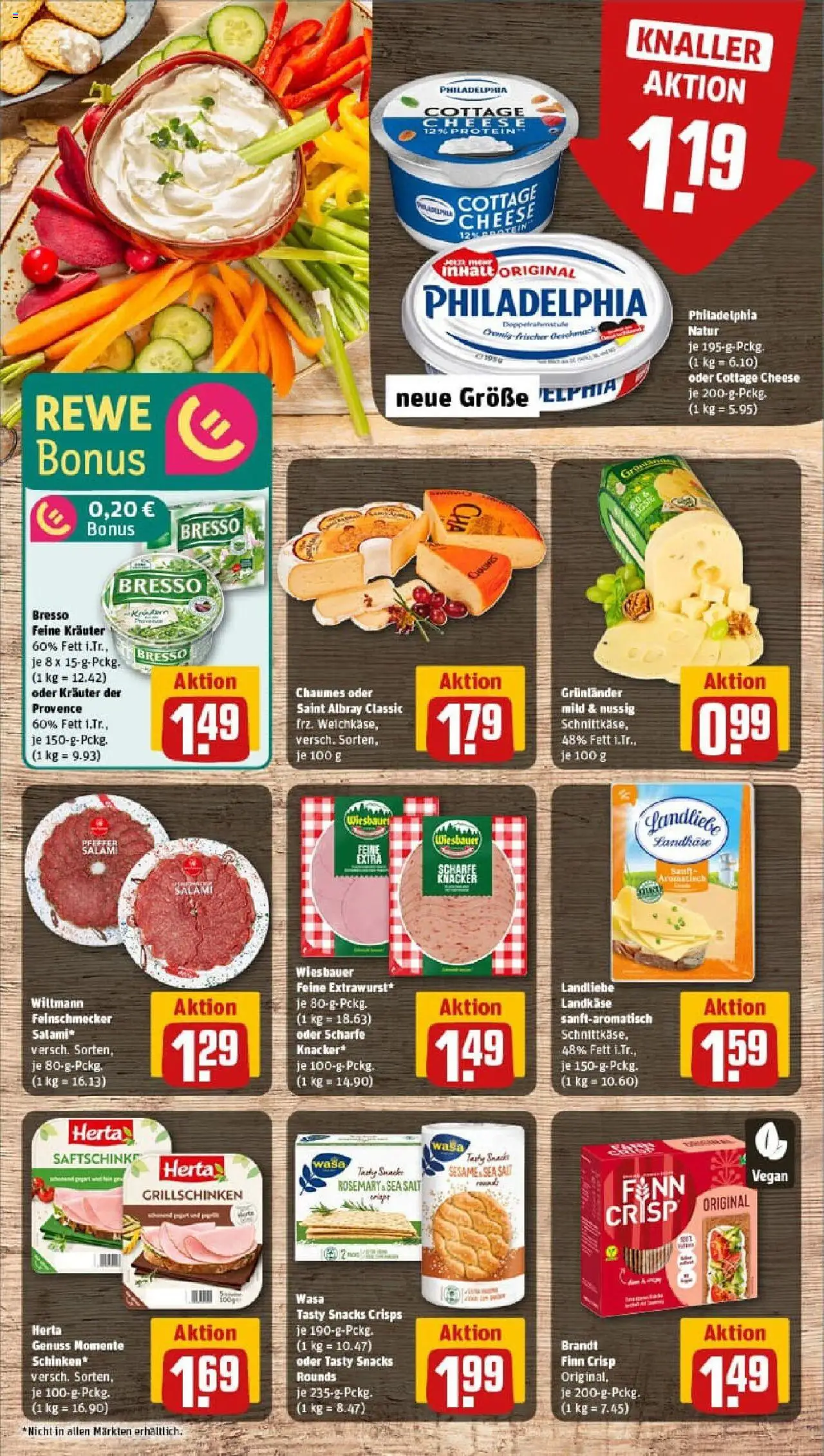 Rewe prospekt Flensburg	 – gültig ab 13.10.2025 | Seite: 9 | Produkte: Philadelphia, Grunlander, Salami, Schinken