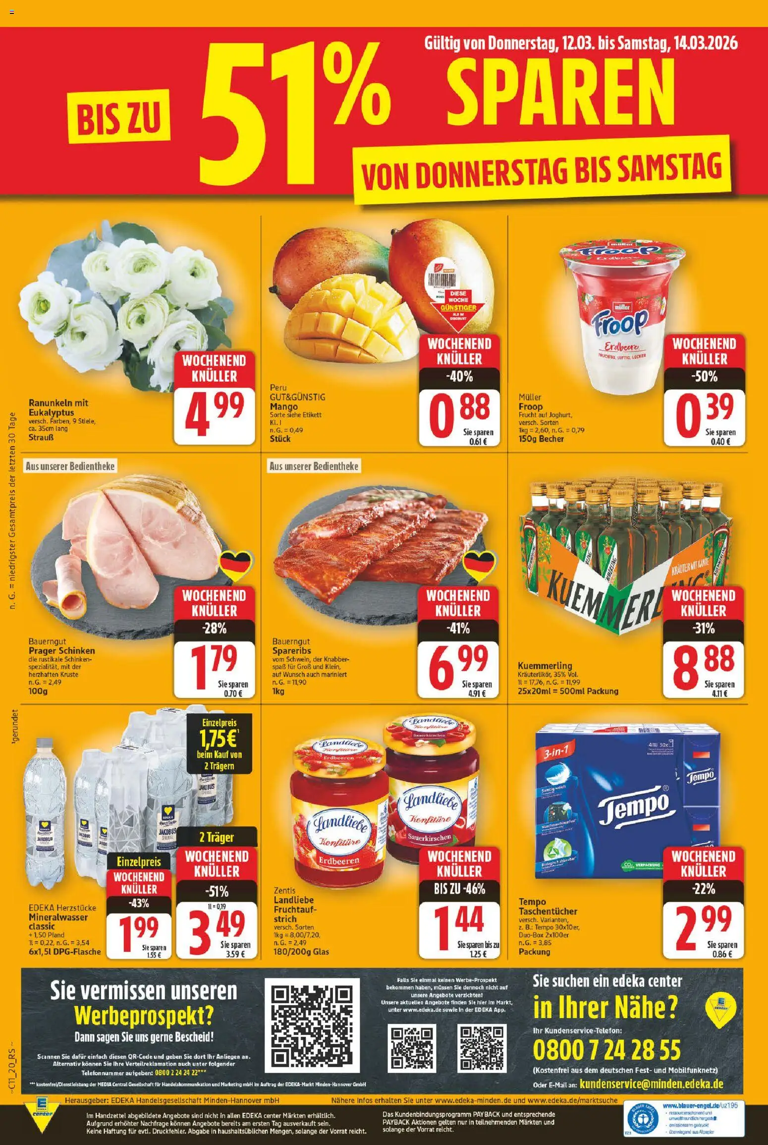 E center Prospekt 	 – gültig ab 09.03.2026 | Seite: 24 | Produkte: Froop, Kuemmerling, Schinken, Erdbeeren