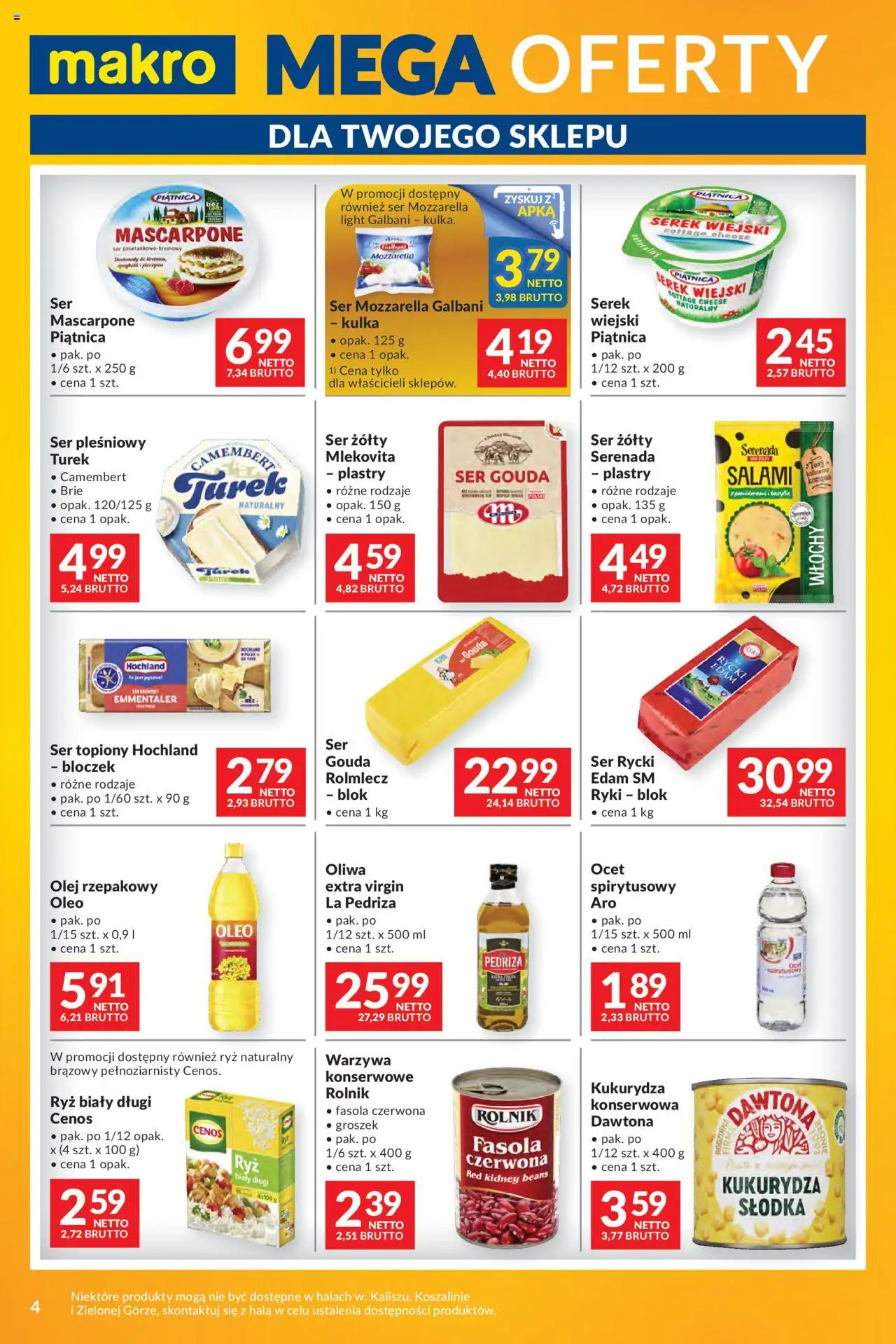 Makro Gazetka - Mega oferty dla Twojego Sklepu od 14.10.2025 | Strona: 4 | Produkty: Ser żółty, Ser pleśniowy, Ryż, Warzywa